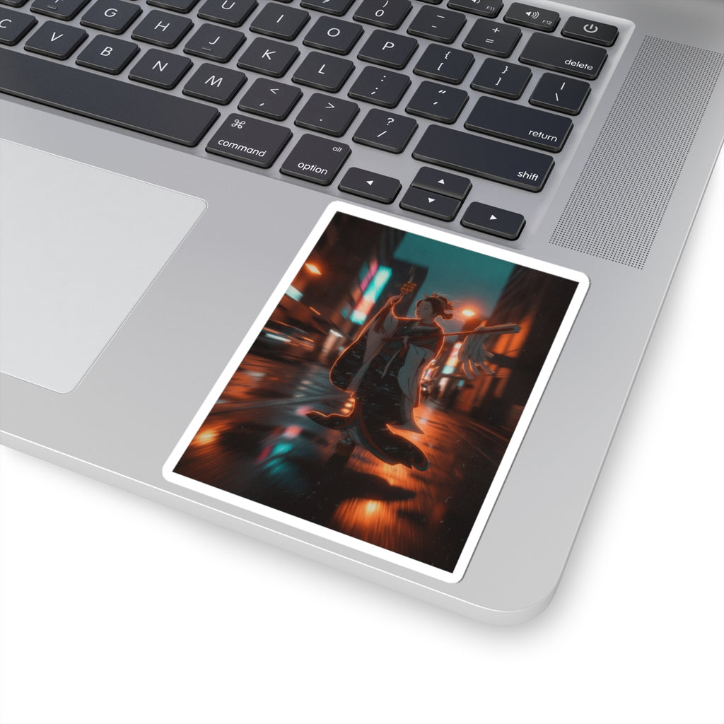 Fast Furious — Girl On Balcony Above Stone Stairway — Kiss-Cut Sticker