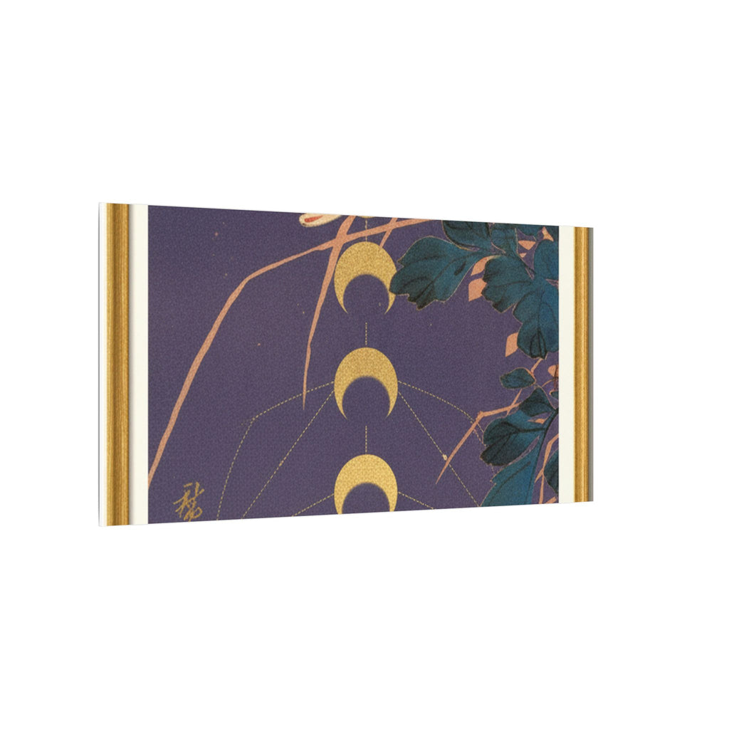 Chrysanthemum and Gold Moon Phases Woodblock Matte Canvas