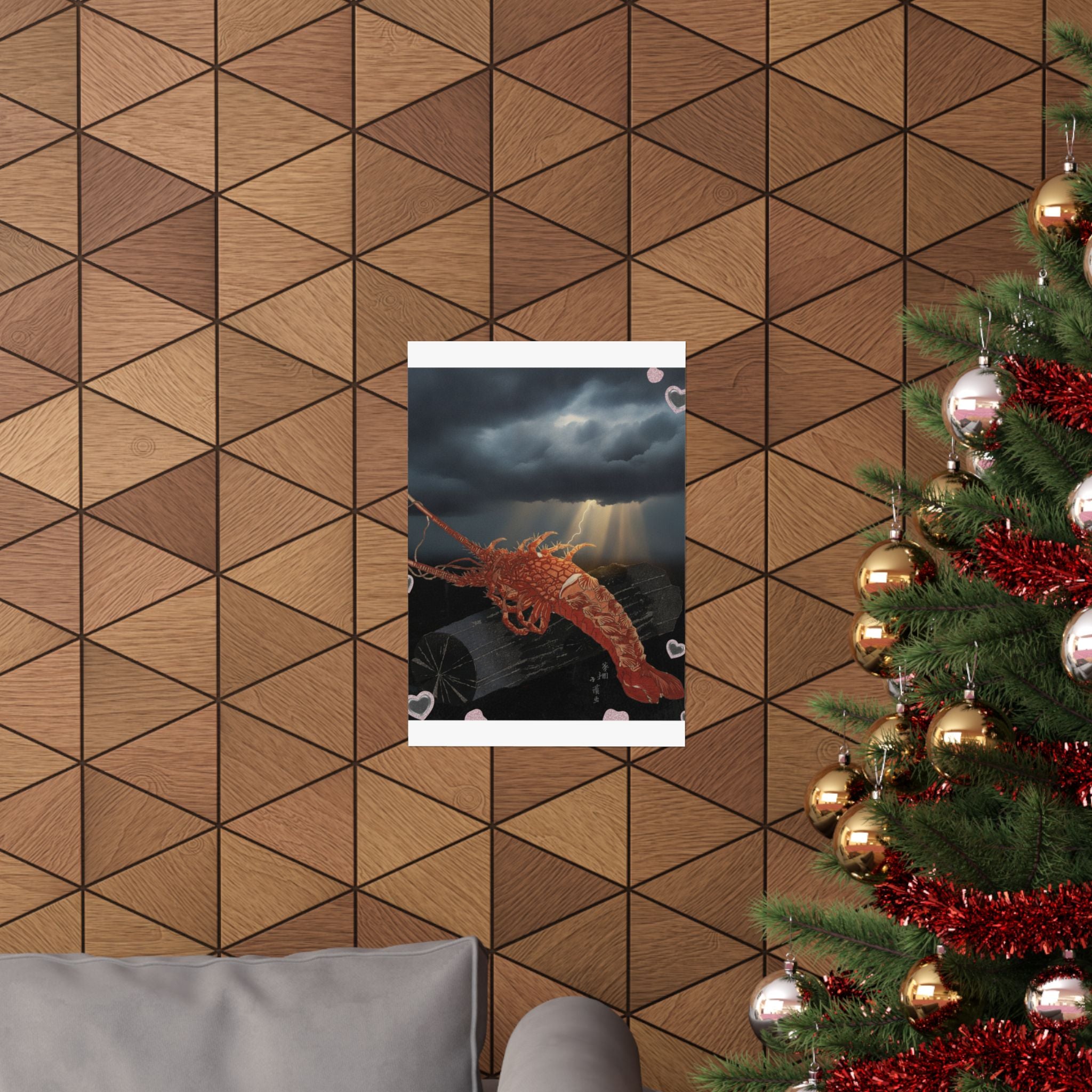 Dramatic Storm — Lobster On A Piece Of Charcoal — Matte Poster