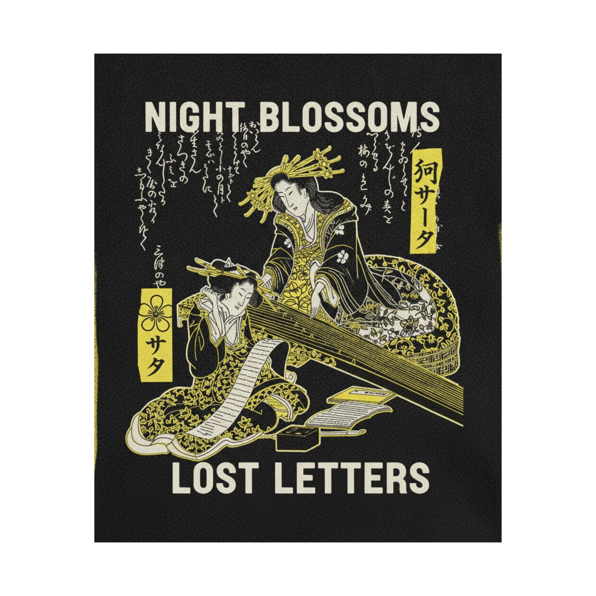Streetwear Collage — Two Courtesans, One Playing A Koto (Harp) And The Other Reading A Letter — Matte Poster