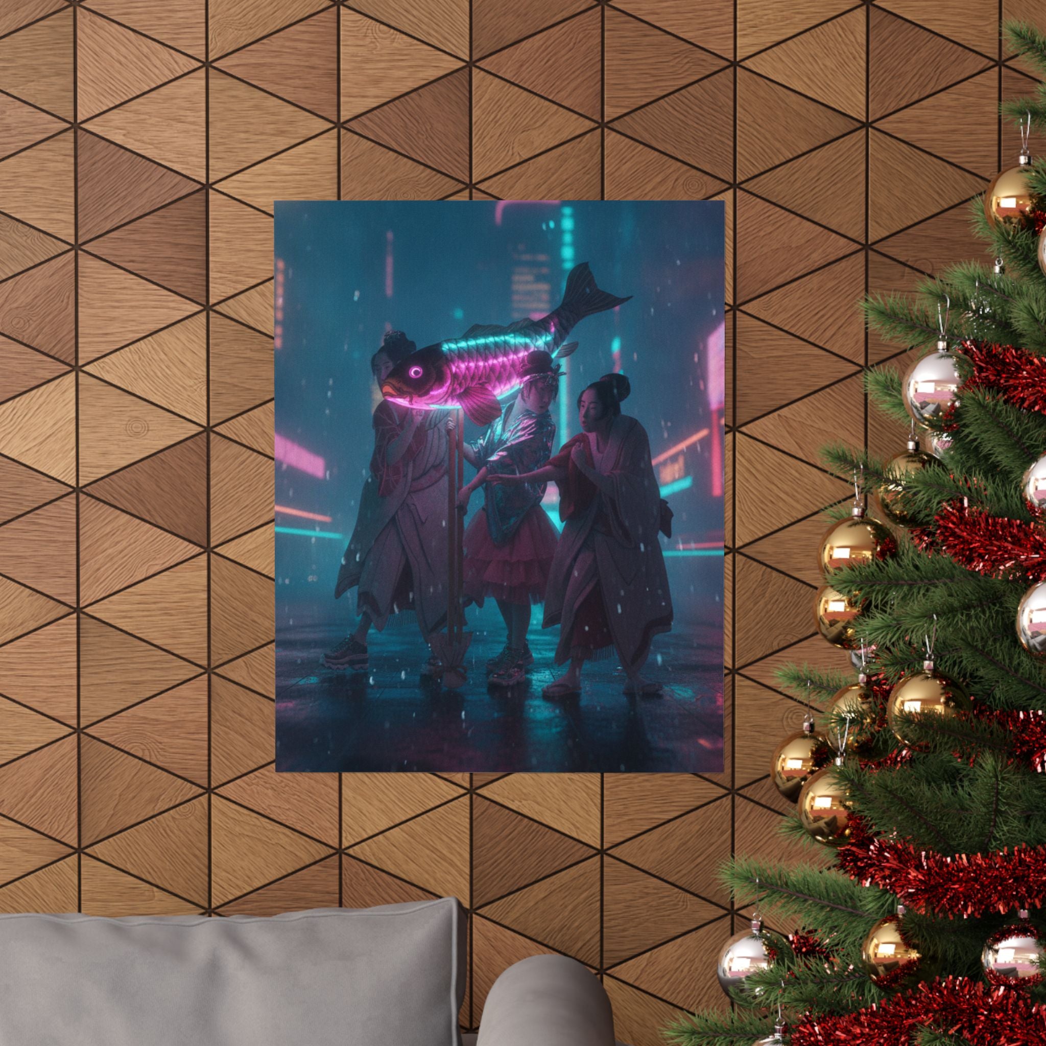 Neon Noir — Lantern Float — Matte Poster