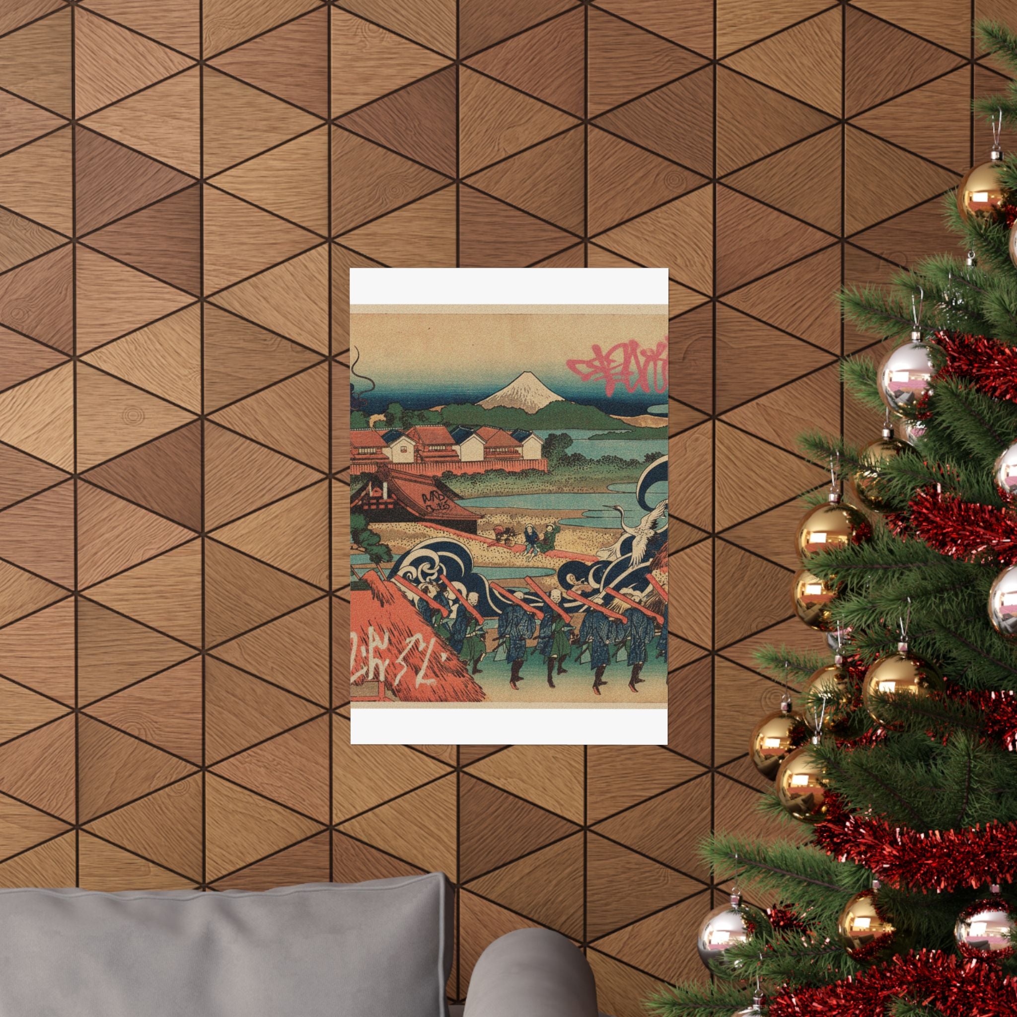 Japanese Street — Fuji Seen In The Distance From Senju Pleasure Quarter (Senju Kagai Yori Chōbō No — Matte Poster