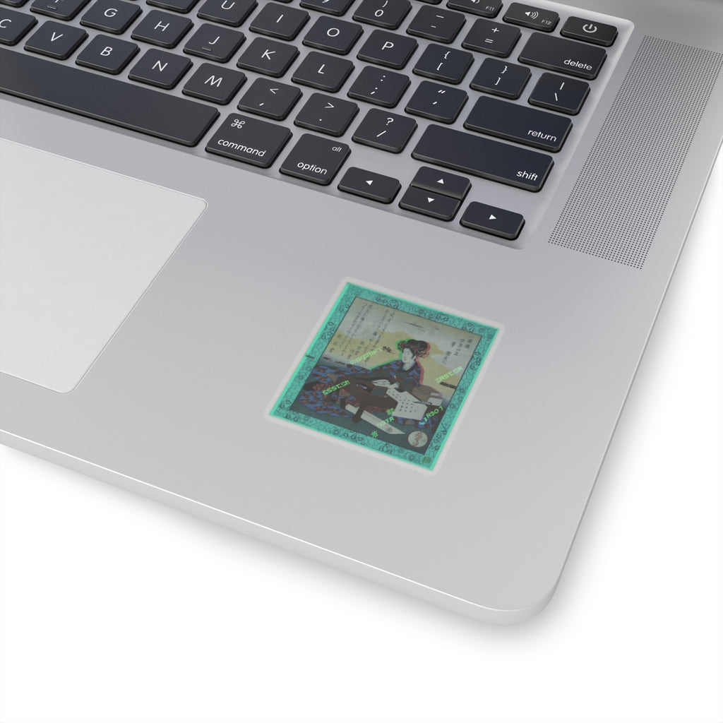 Glitch Culture — Chinese Lady Seated At A Table, Composing An Ode — Kiss-Cut Sticker