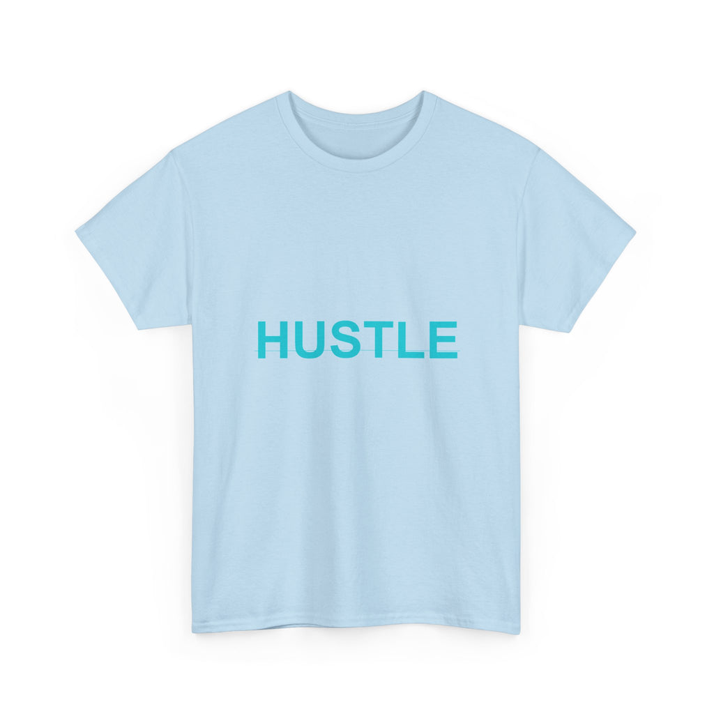 HUSTLE Bold Cyan Wordmark Minimal Graphic Tee