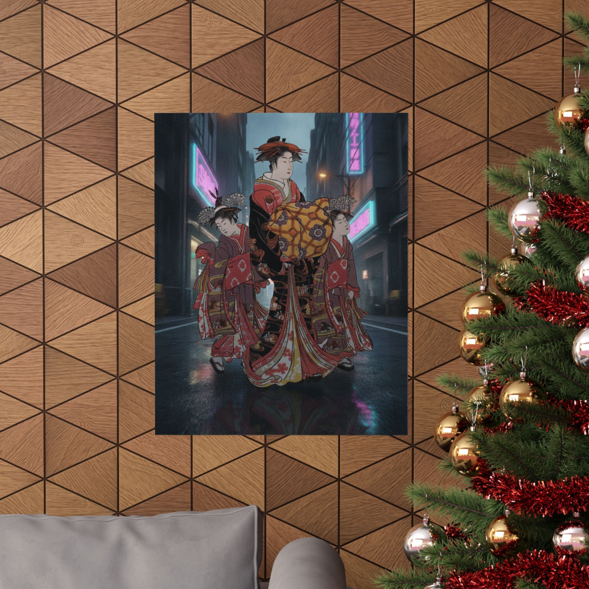 Fast Furious — An Oiran Accompanied By Two Kamuro — Matte Poster