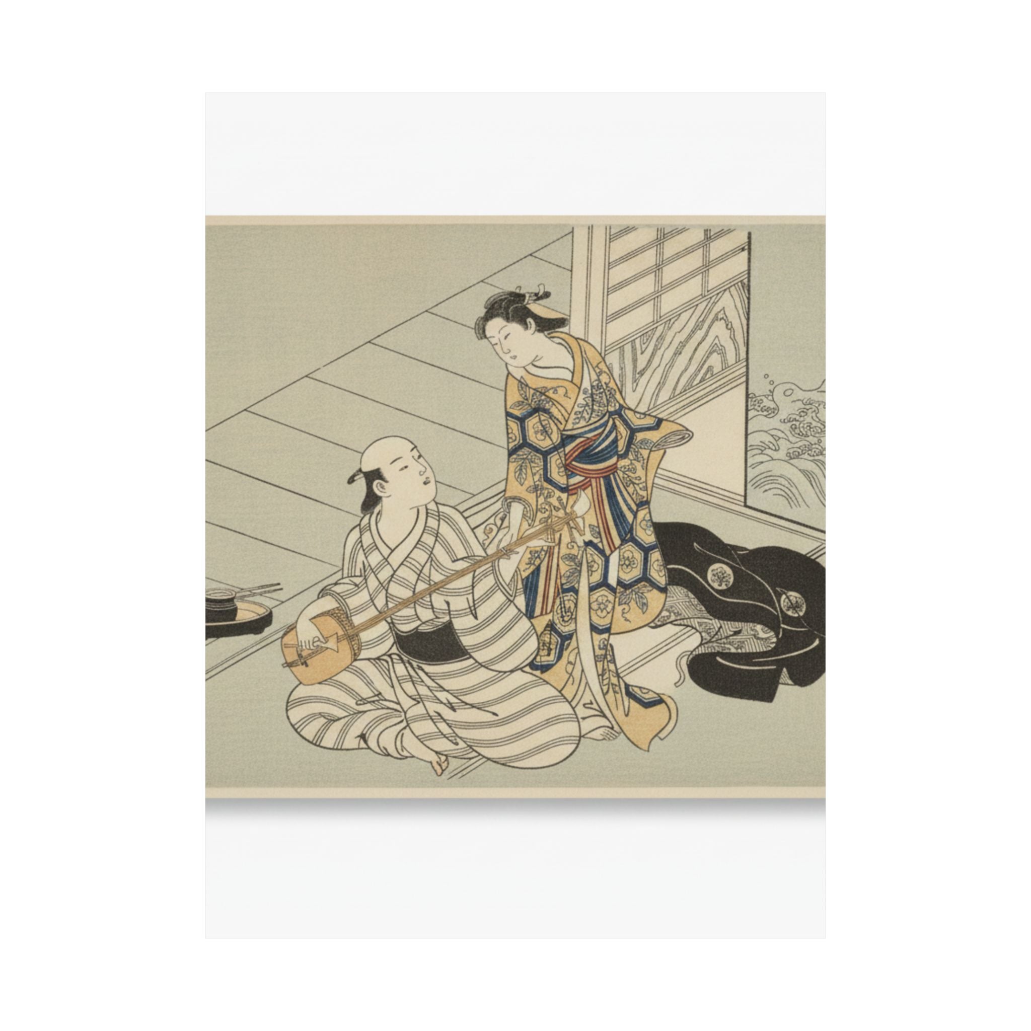 Ecommerce Main — Lady Interrupting Her Lover, Who Is Playing The Shamisen — Matte Poster