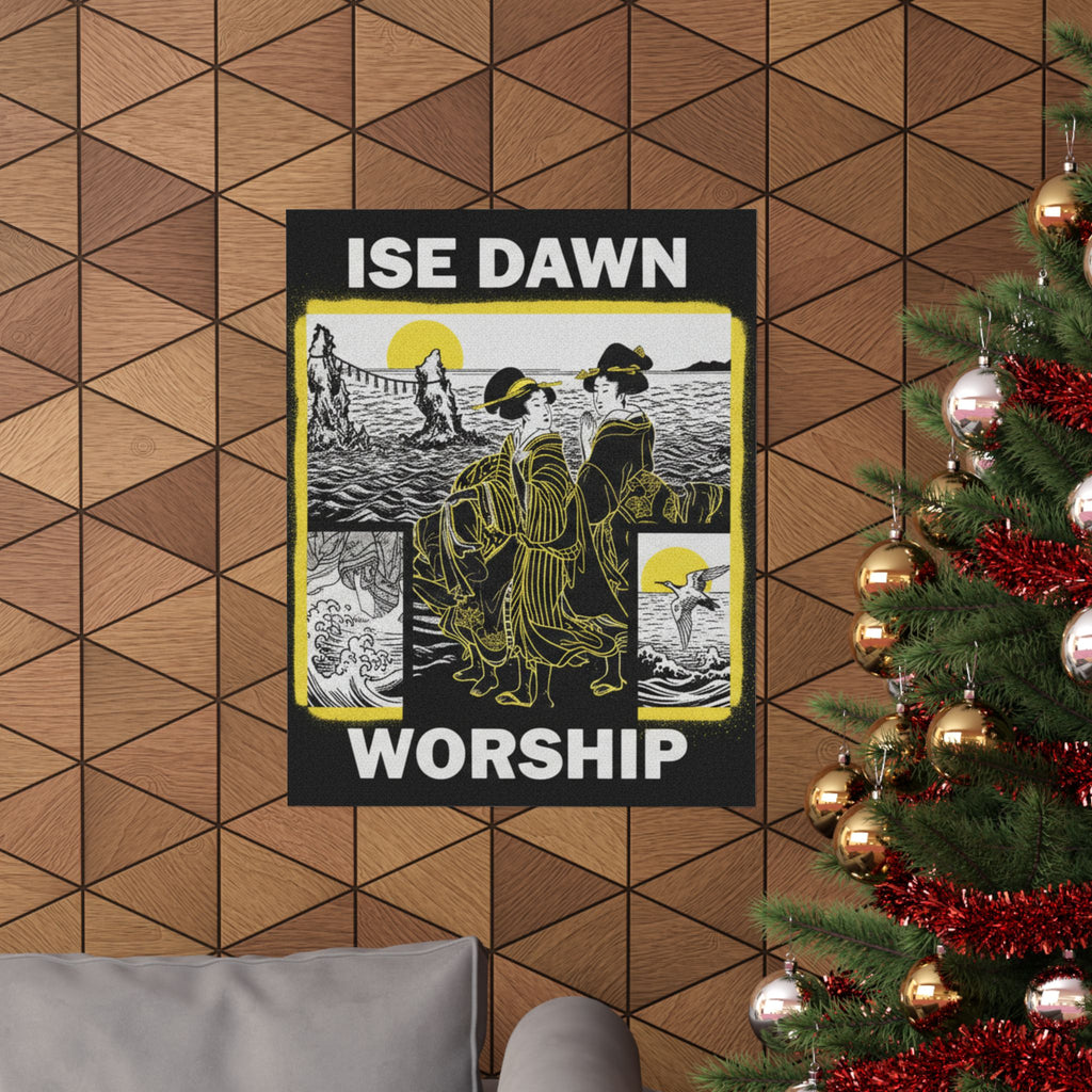 Streetwear Collage — Women Worshipping The Rising Sun Between The Twin Rocks At Ise — Matte Poster