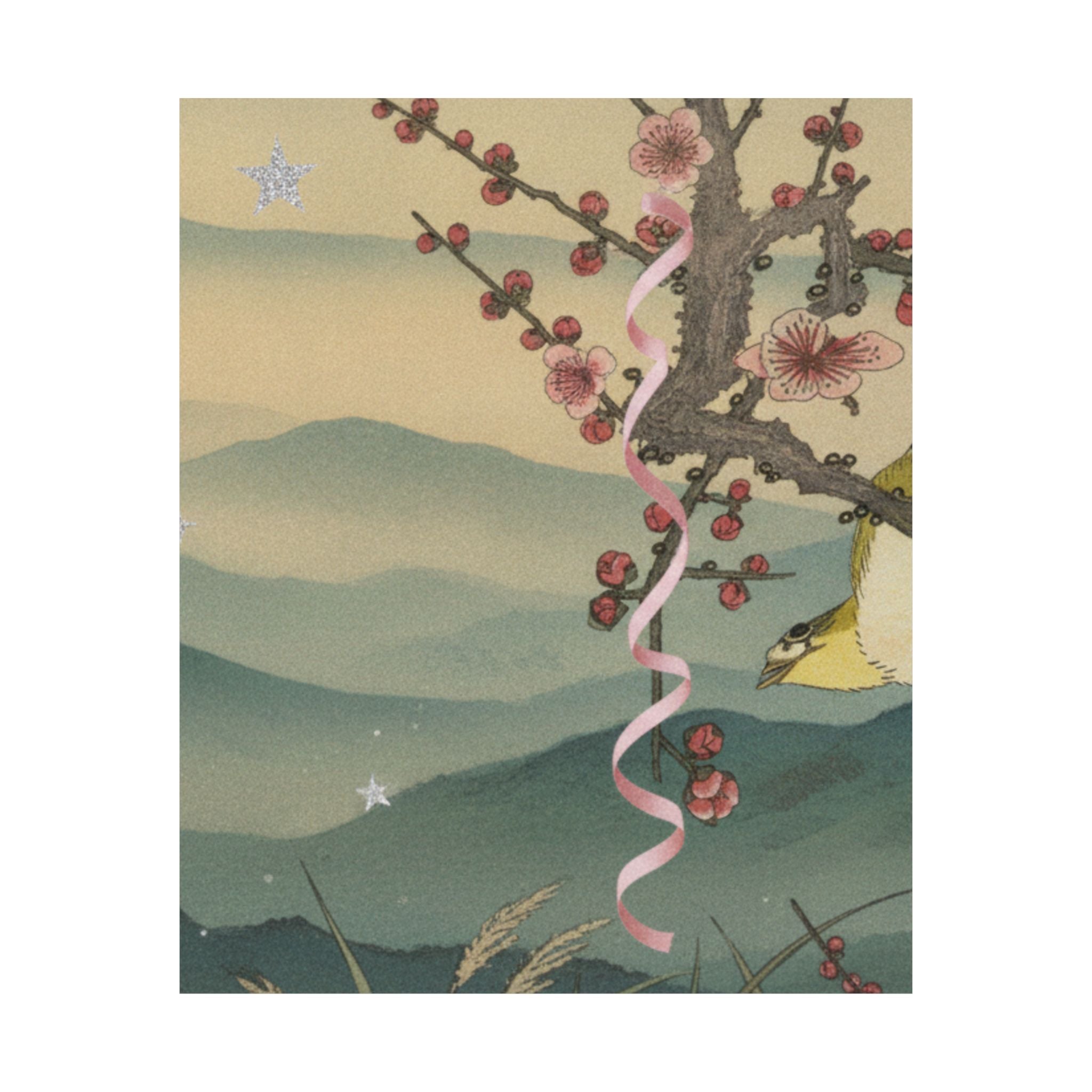 Scenic Nature — Bush Warbler On A Plum Branch (Ume Ni Uguisu) — Matte Poster