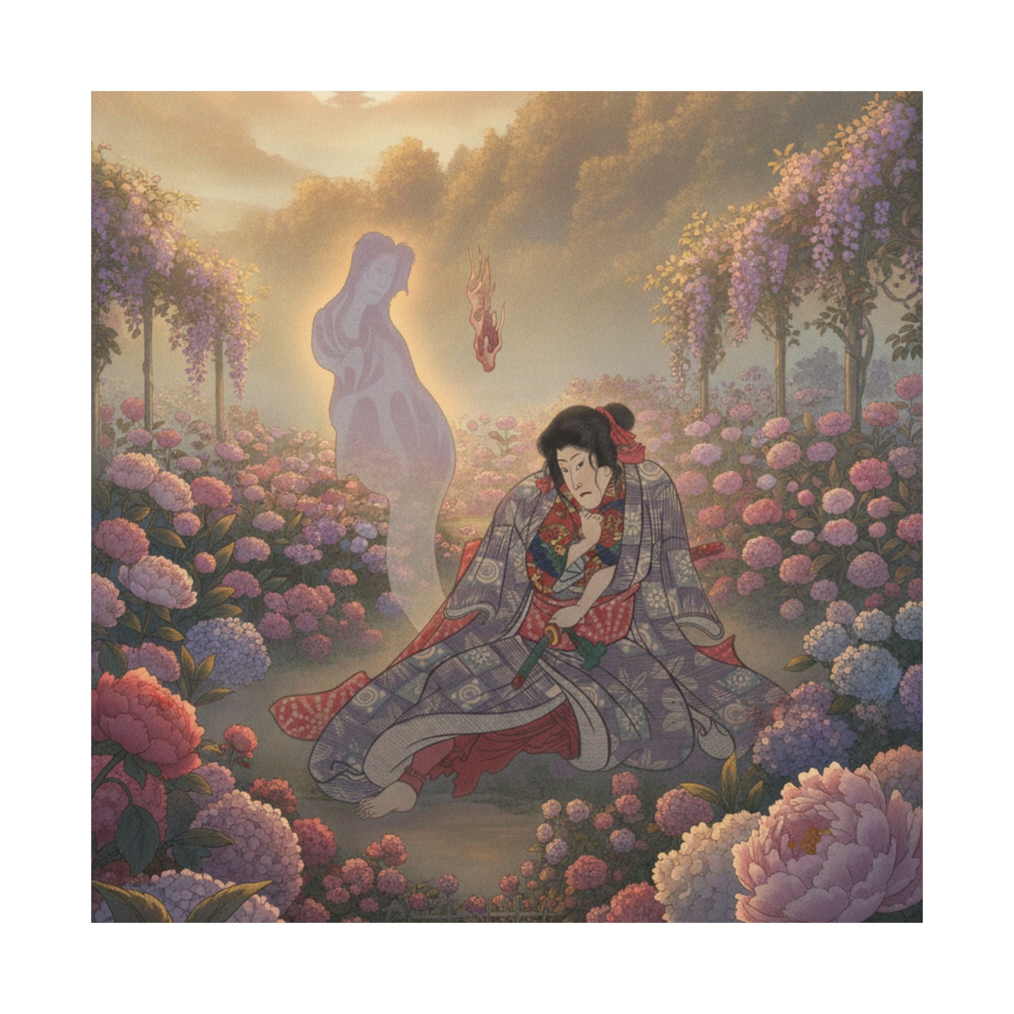 Scenic Nature — Toriyama Akinari Terutada With Ghost; (The Lavender Chapter) — Matte Poster