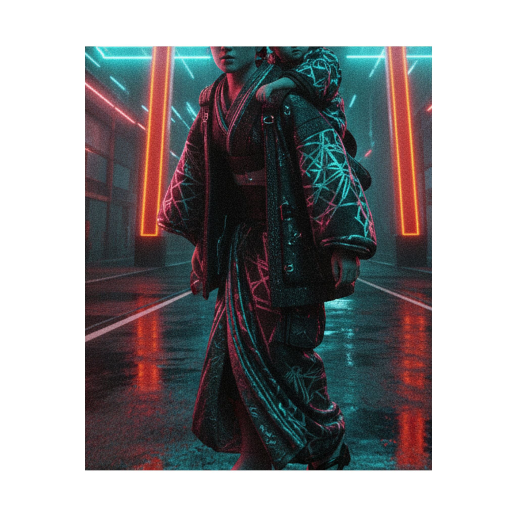 Fast Furious — A Woman Carrying A Child On Her Back Near The Entrance To A Temple — Matte Poster