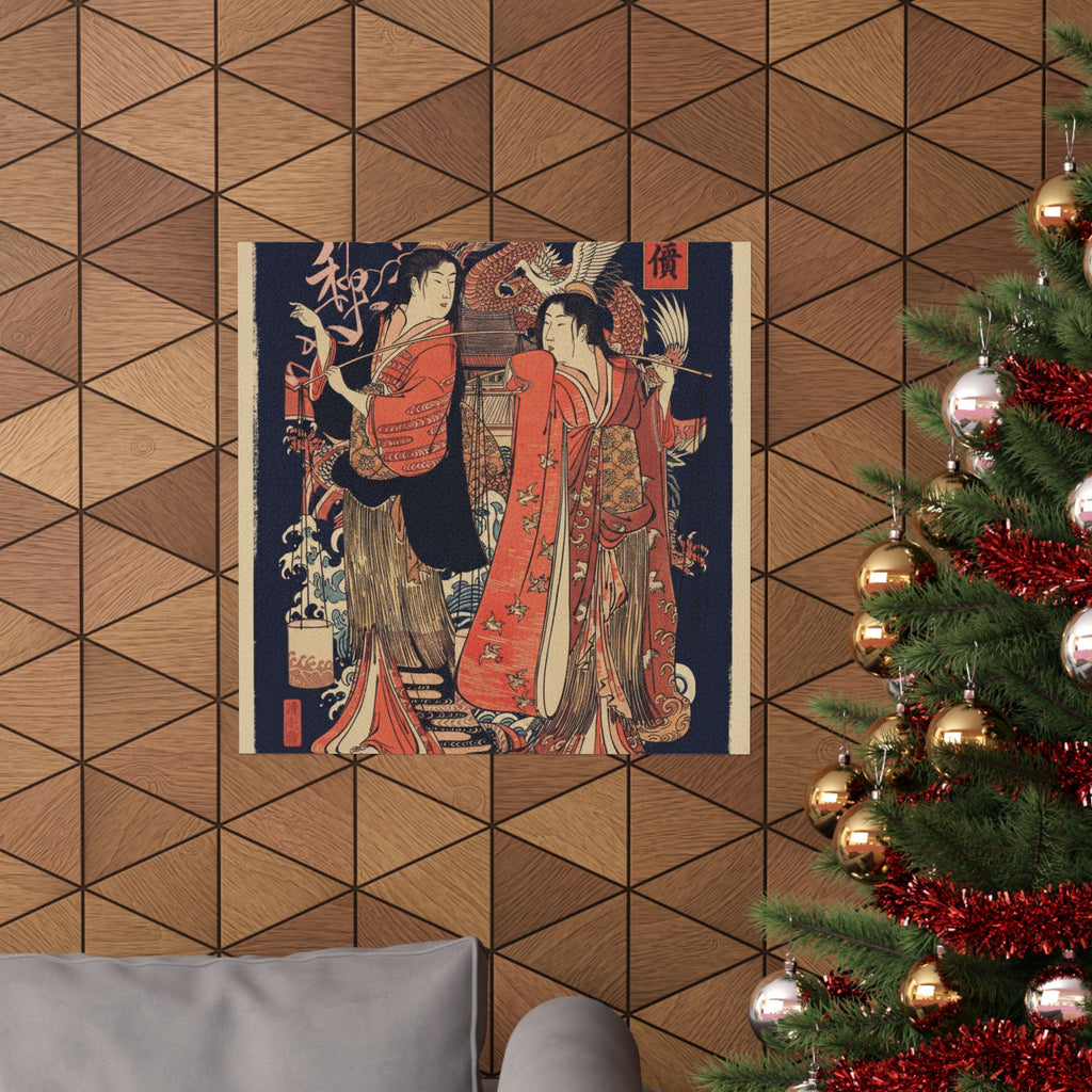 Japanese Street — The Dance Of The Beach Maidens From The Series Brocade Of The East — Matte Poster
