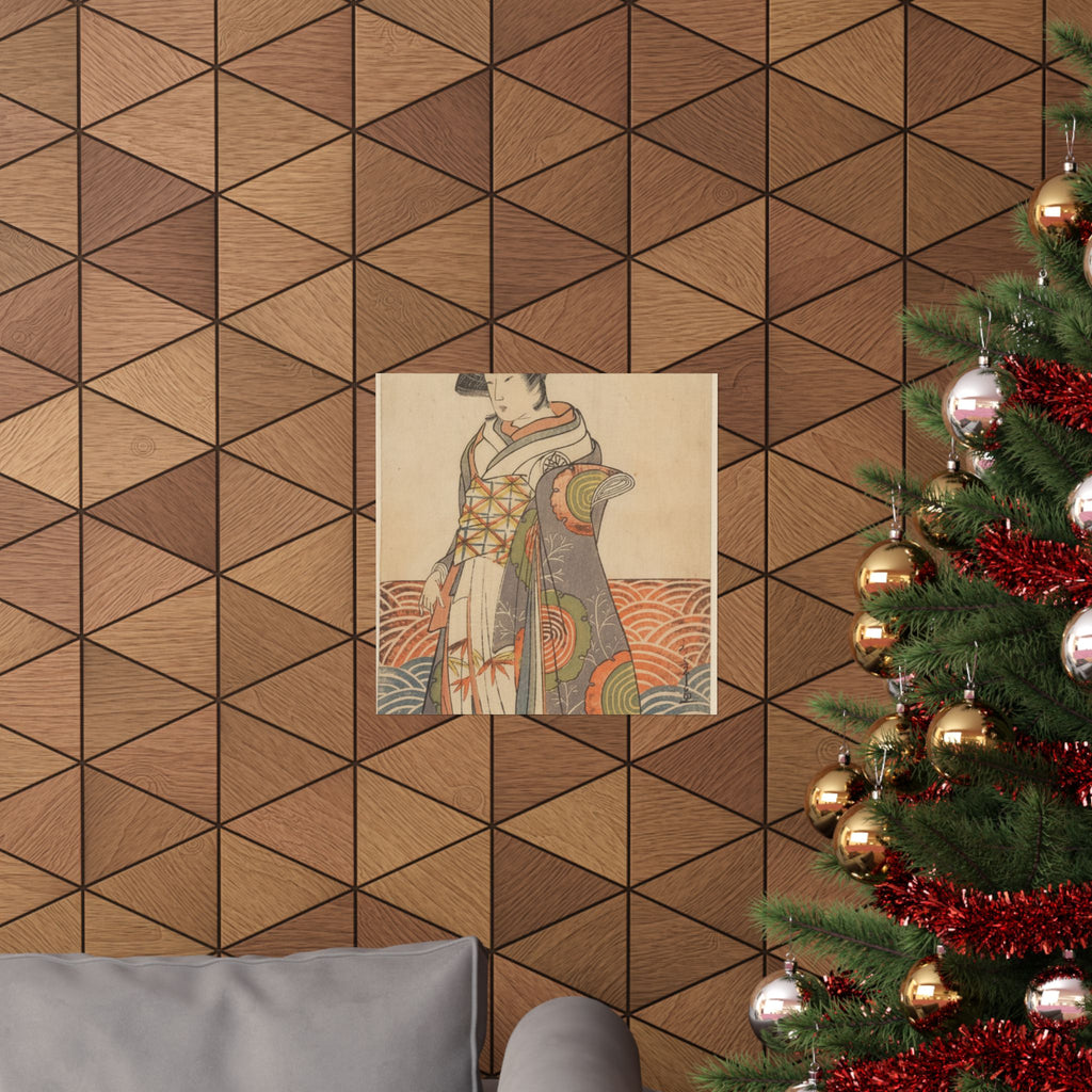 Product Marketing — The Third Segawa Kikunojo As A Woman Standing In A Room Having A Wave-Pattern Da — Matte Poster