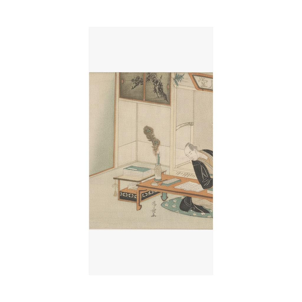 Botanical — Man Seated With His Reading And Writing Materials Before Him — Matte Poster
