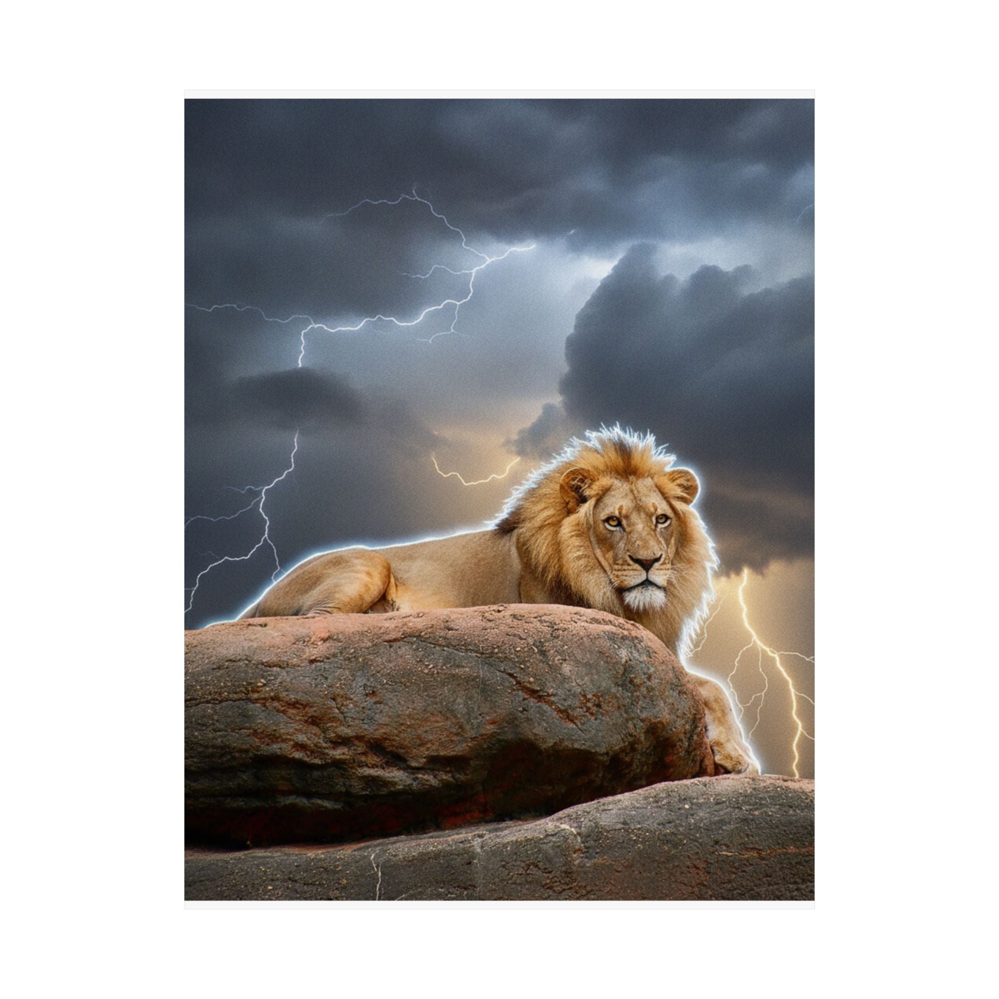 Dramatic Storm — Lion — Matte Poster