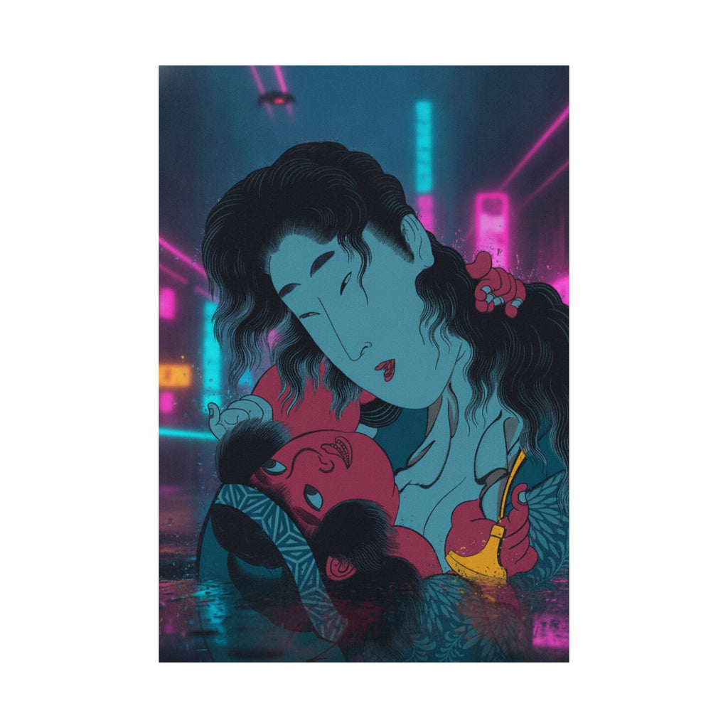 Neon Noir — Yamauba Playing With Kintarō — Matte Poster