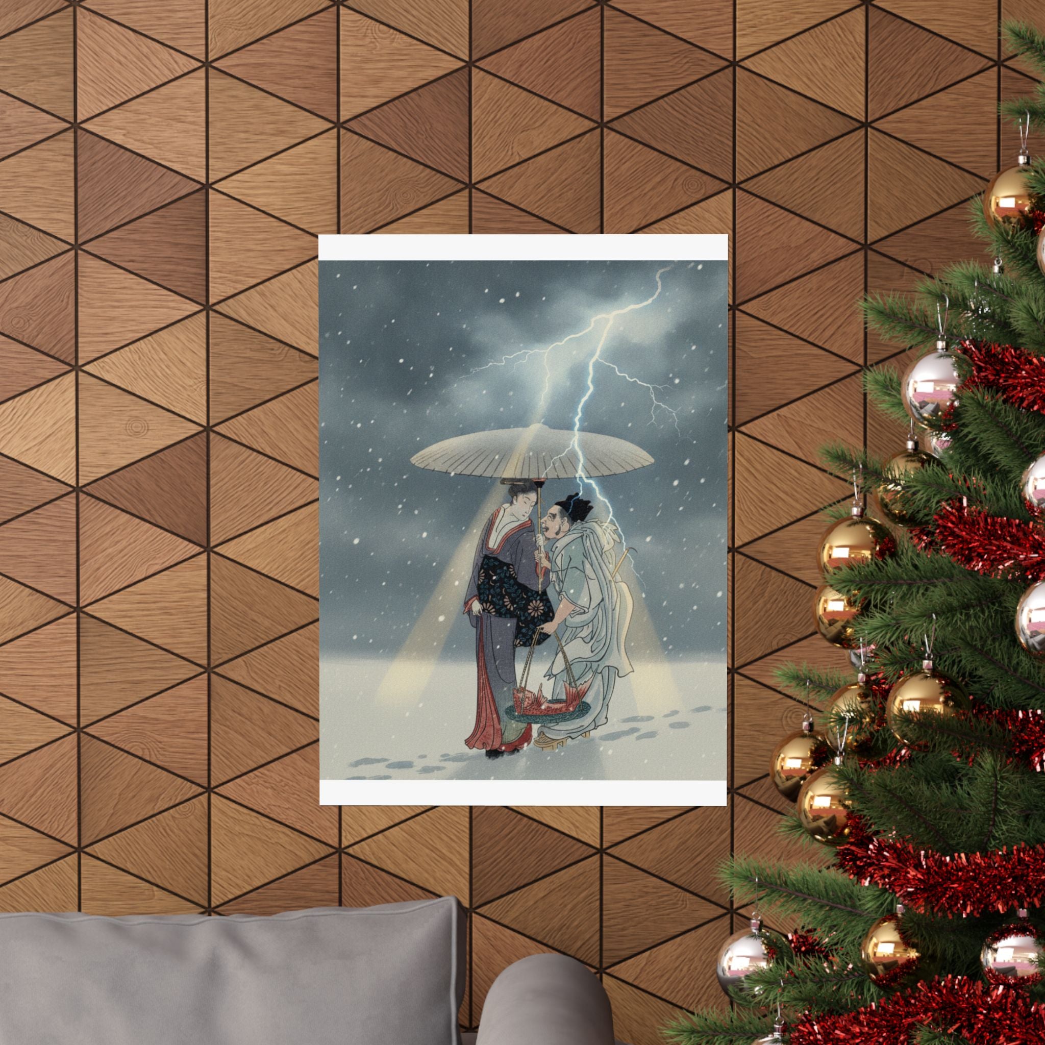 Dramatic Storm — Ebisu And Benten Walking In The Snow — Matte Poster