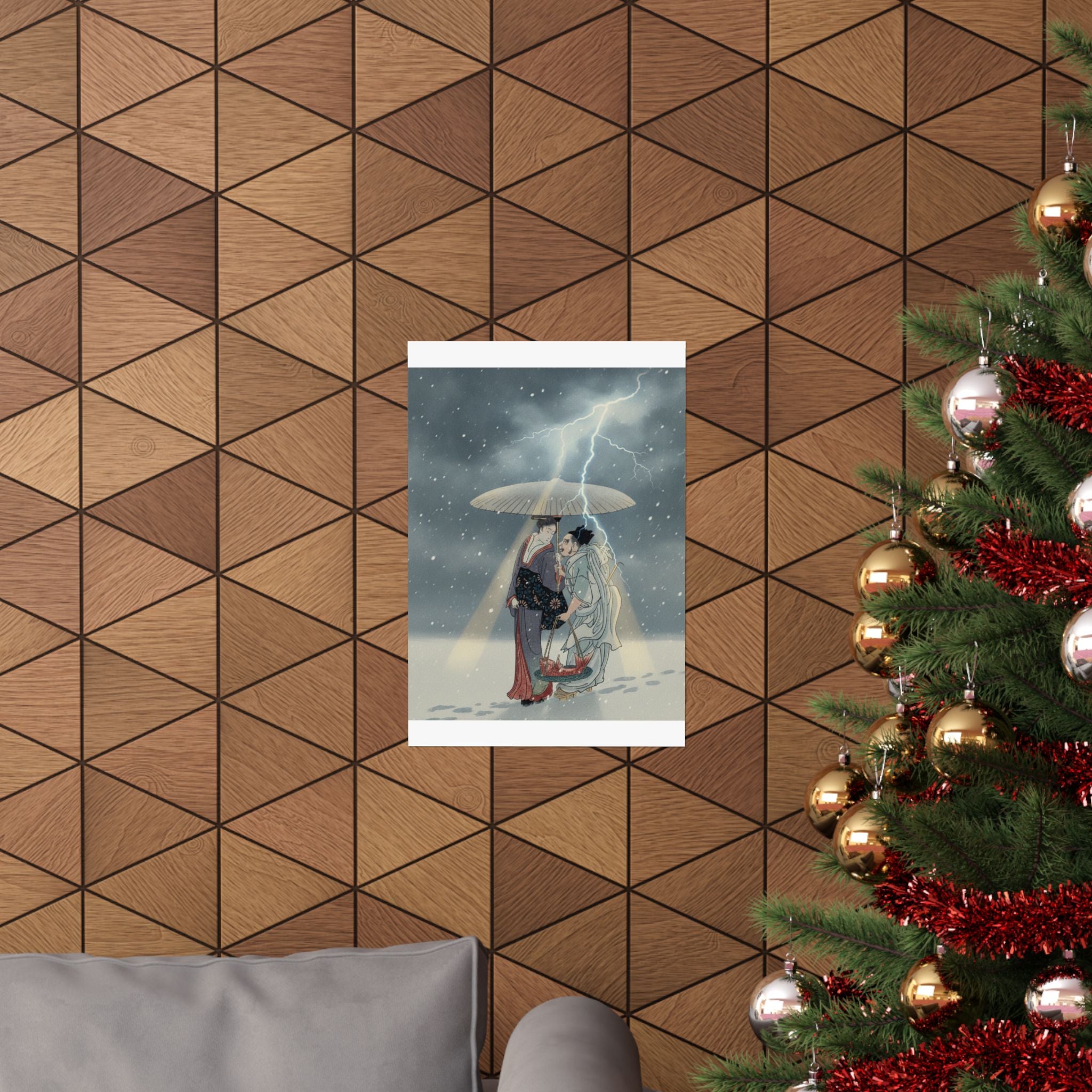 Dramatic Storm — Ebisu And Benten Walking In The Snow — Matte Poster