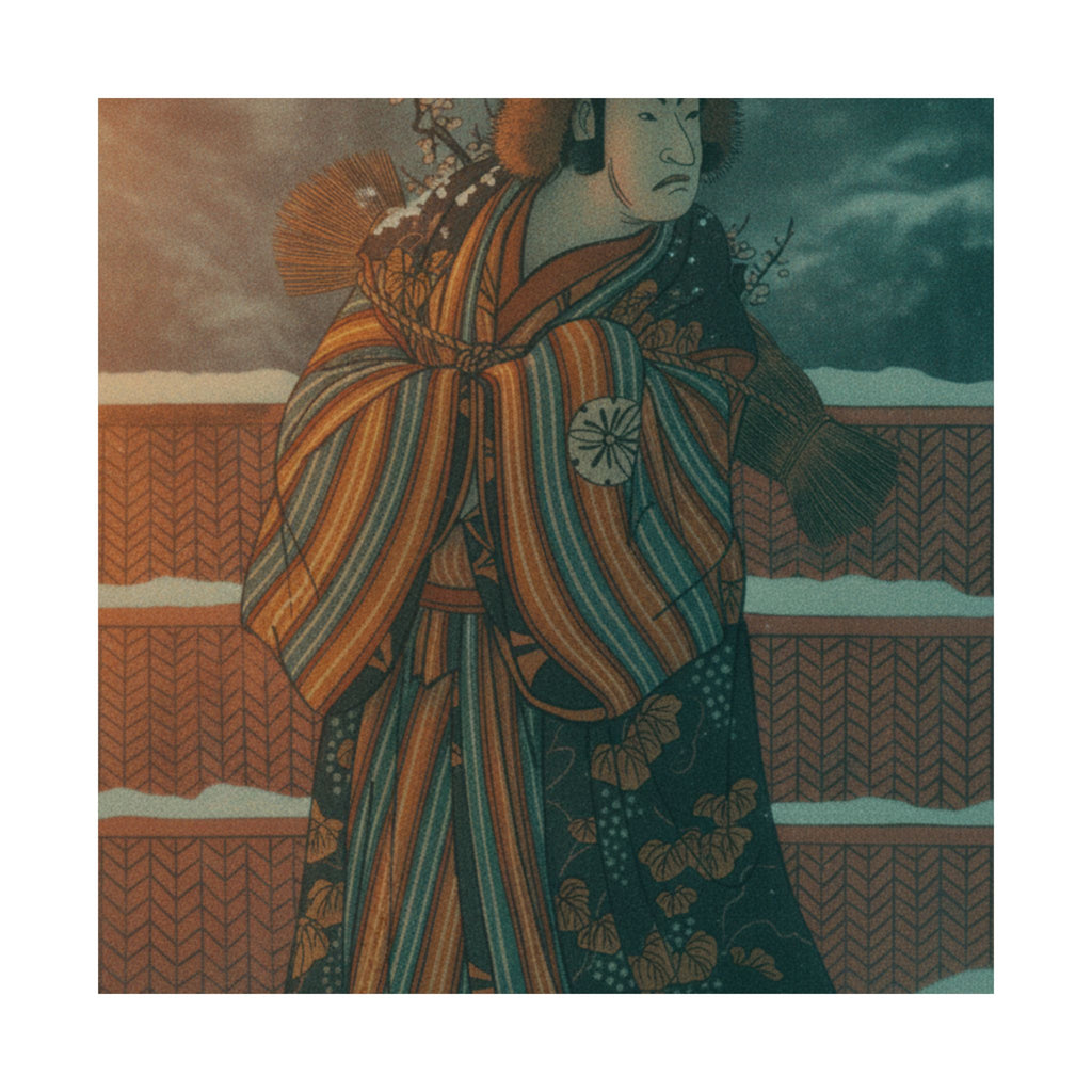 Cinematic — Matsumoto Sumezō As A Man In Winter Attire Standing In The Snow — Matte Poster