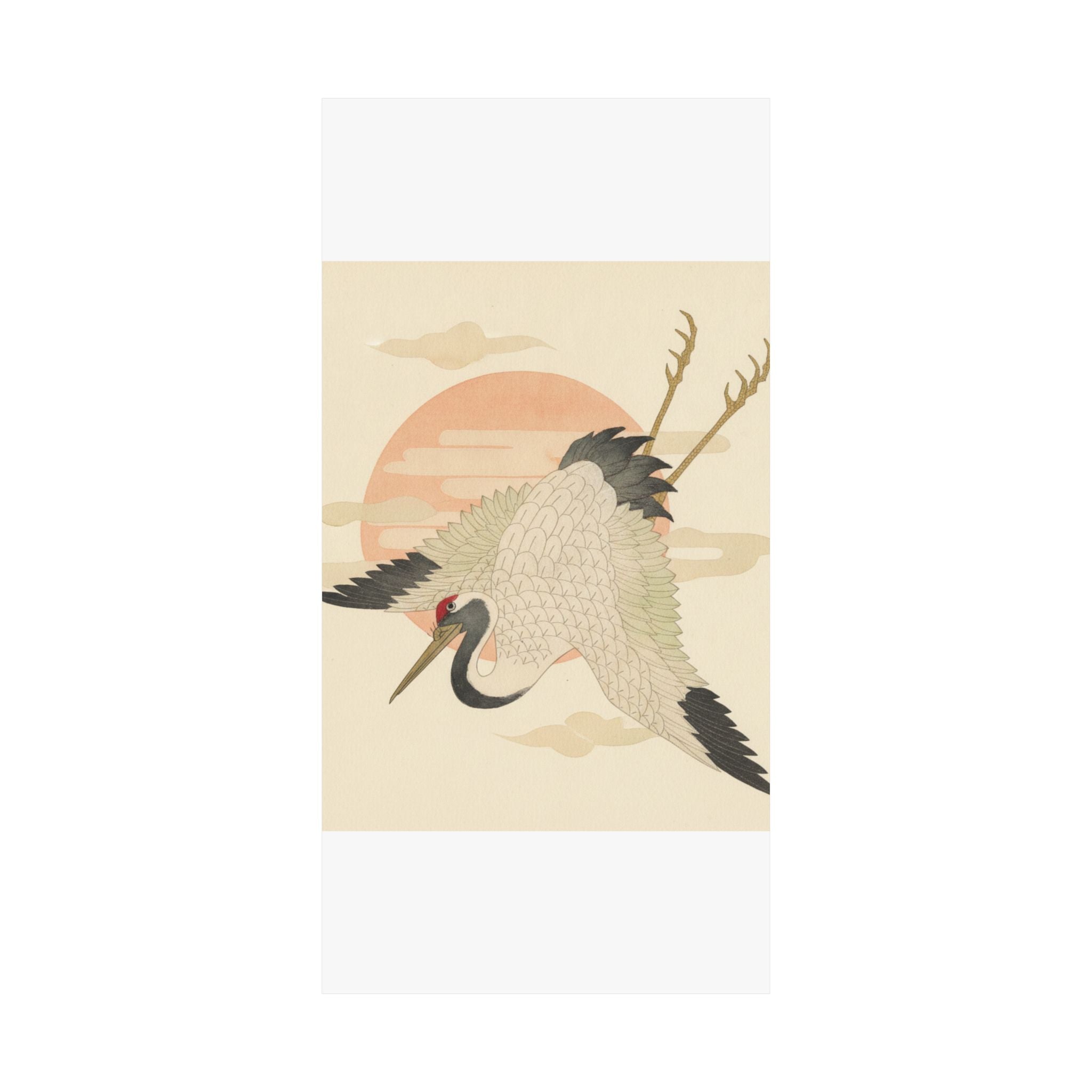 Botanical — White Crane Flying Across The Sun'S Disc — Matte Poster