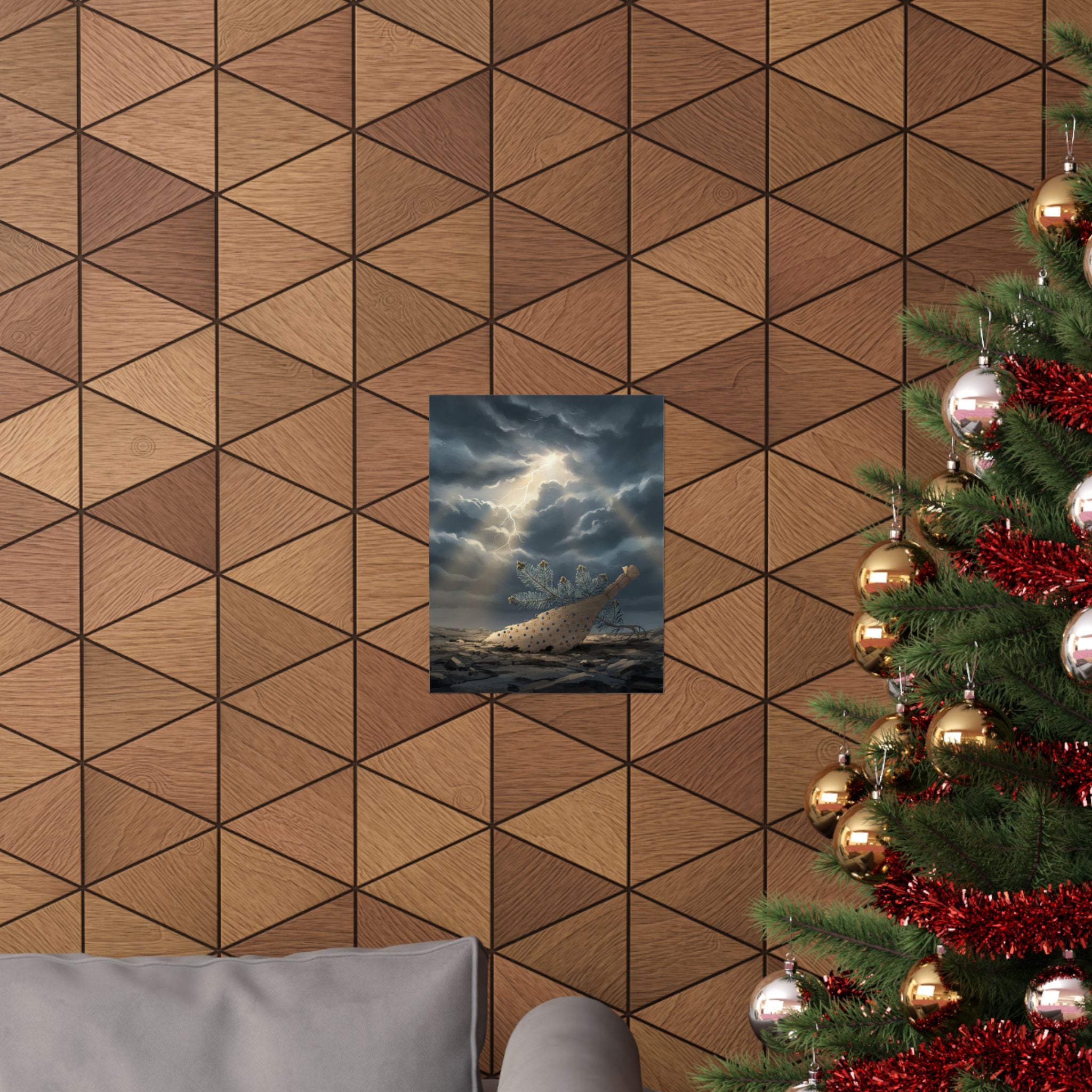 Dramatic Storm — Young Pine Tree And Jeweled Broom — Matte Poster