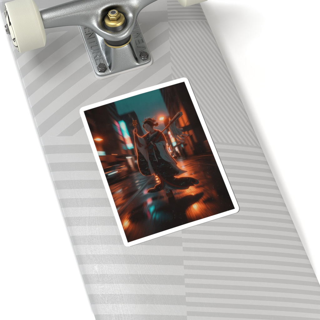 Fast Furious — Girl On Balcony Above Stone Stairway — Kiss-Cut Sticker