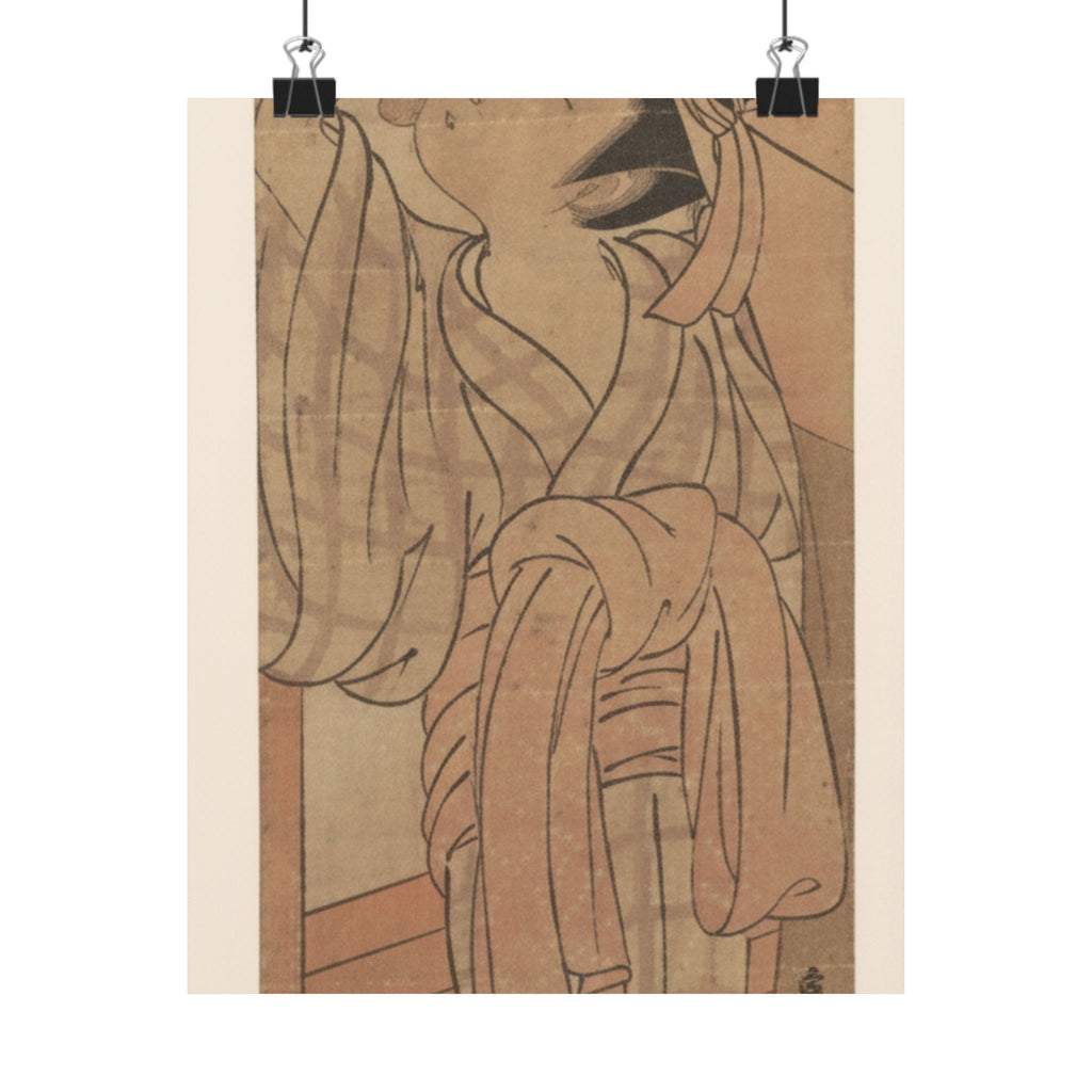 Ecommerce Main — Young Lady Toying With The Tassel Of Her Bed–Net While A Cat Plays At Her Feet — Matte Poster