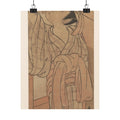 Ecommerce Main — Young Lady Toying With The Tassel Of Her Bed–Net While A Cat Plays At Her Feet — Matte Poster
