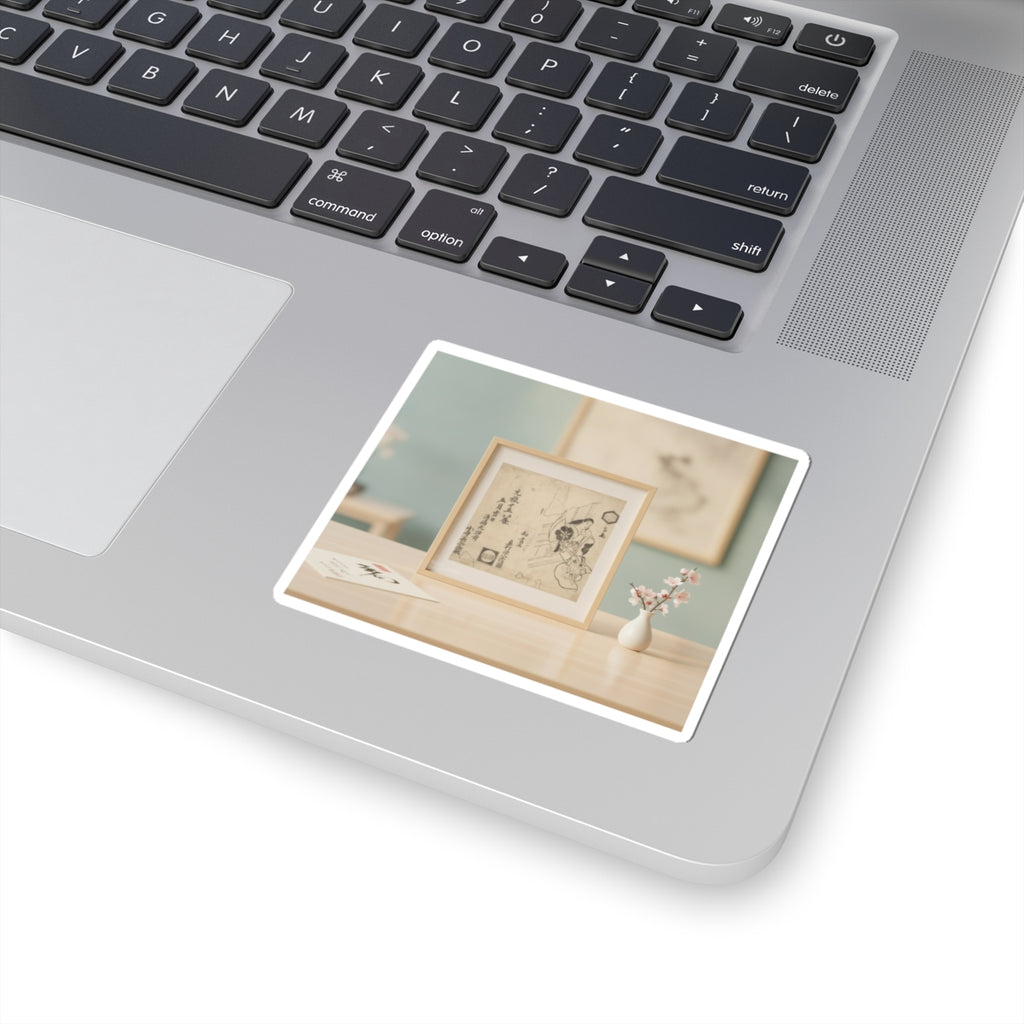 Product Marketing — The Courtesan Takao Leaving Against A Window — Kiss-Cut Sticker