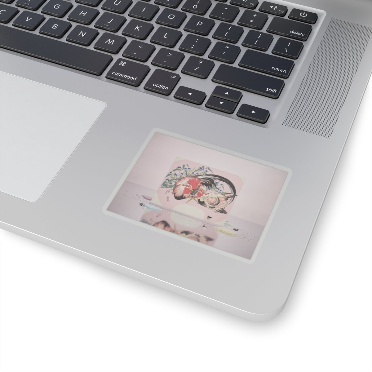 Product Marketing — Rooster, Hen And Chicken With Spiderwort — Kiss-Cut Sticker