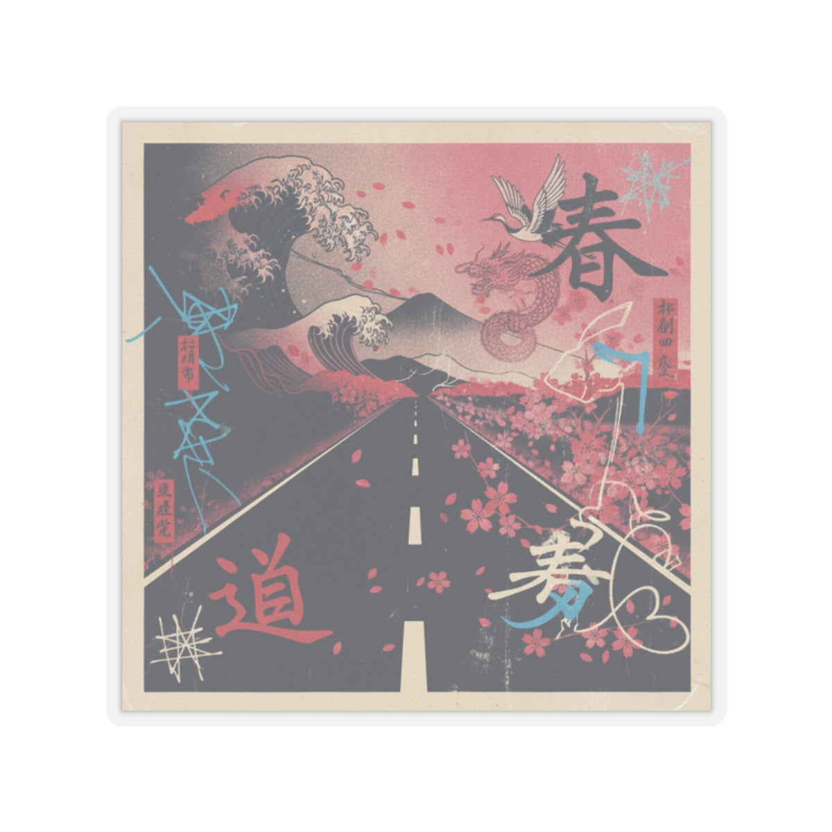 Japanese Street kiss-cut sticker by Zukkay