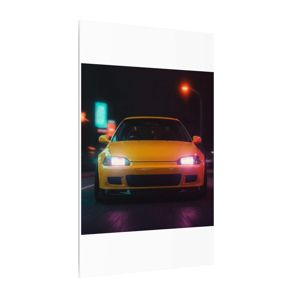 Neon Night JDM Yellow Coupe Street Matte Canvas