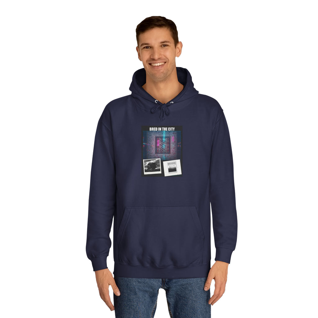 BRED IN THE CITY Purple Neon Collage Hoodie