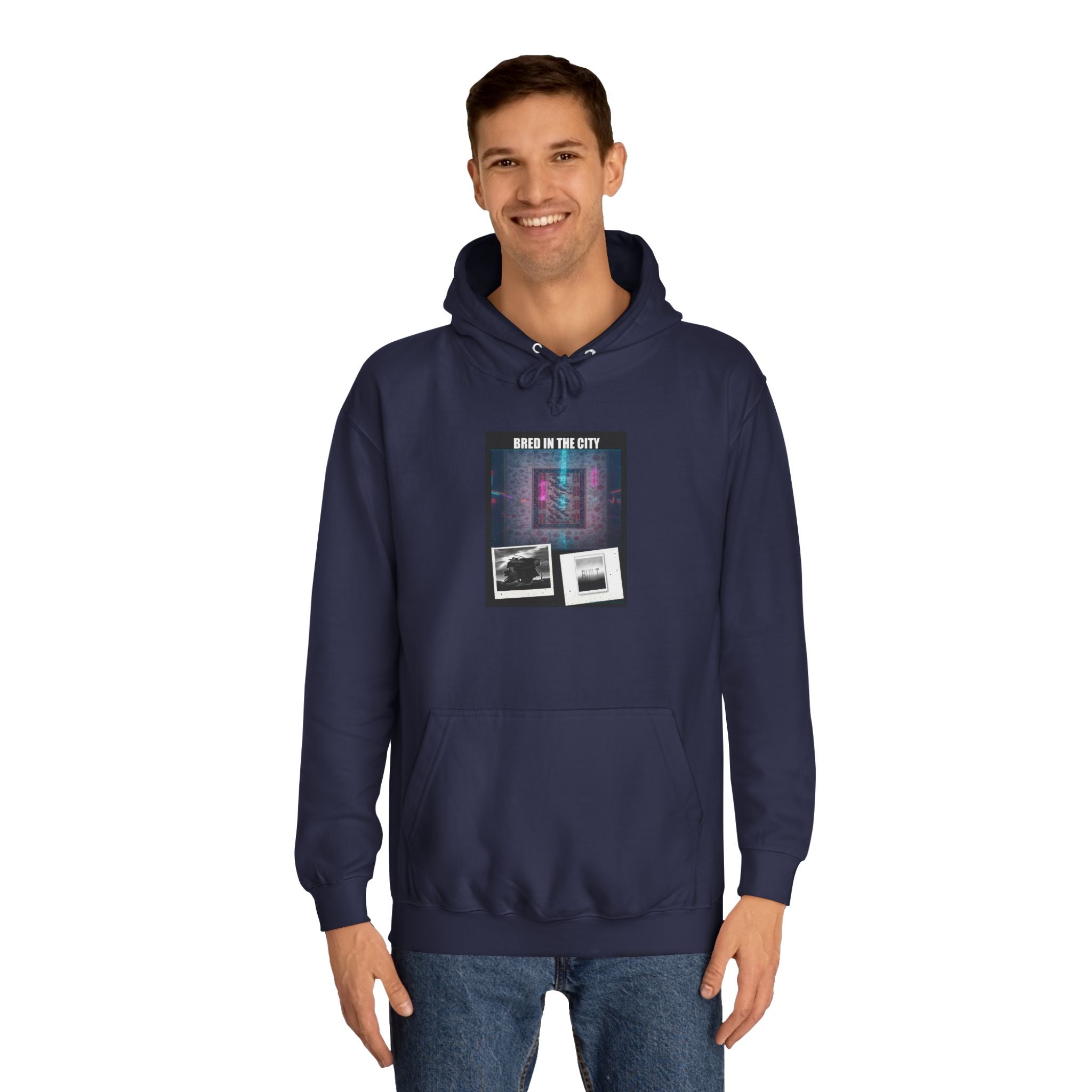 BRED IN THE CITY Purple Neon Collage Hoodie
