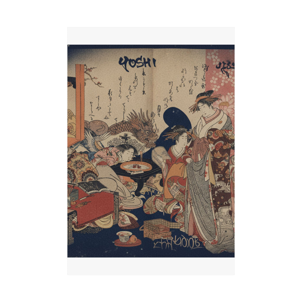 Japanese Street — A New Record Comparing The Handwriting Of The Courtesans Of The Yoshiwara (Yoshi — Matte Poster