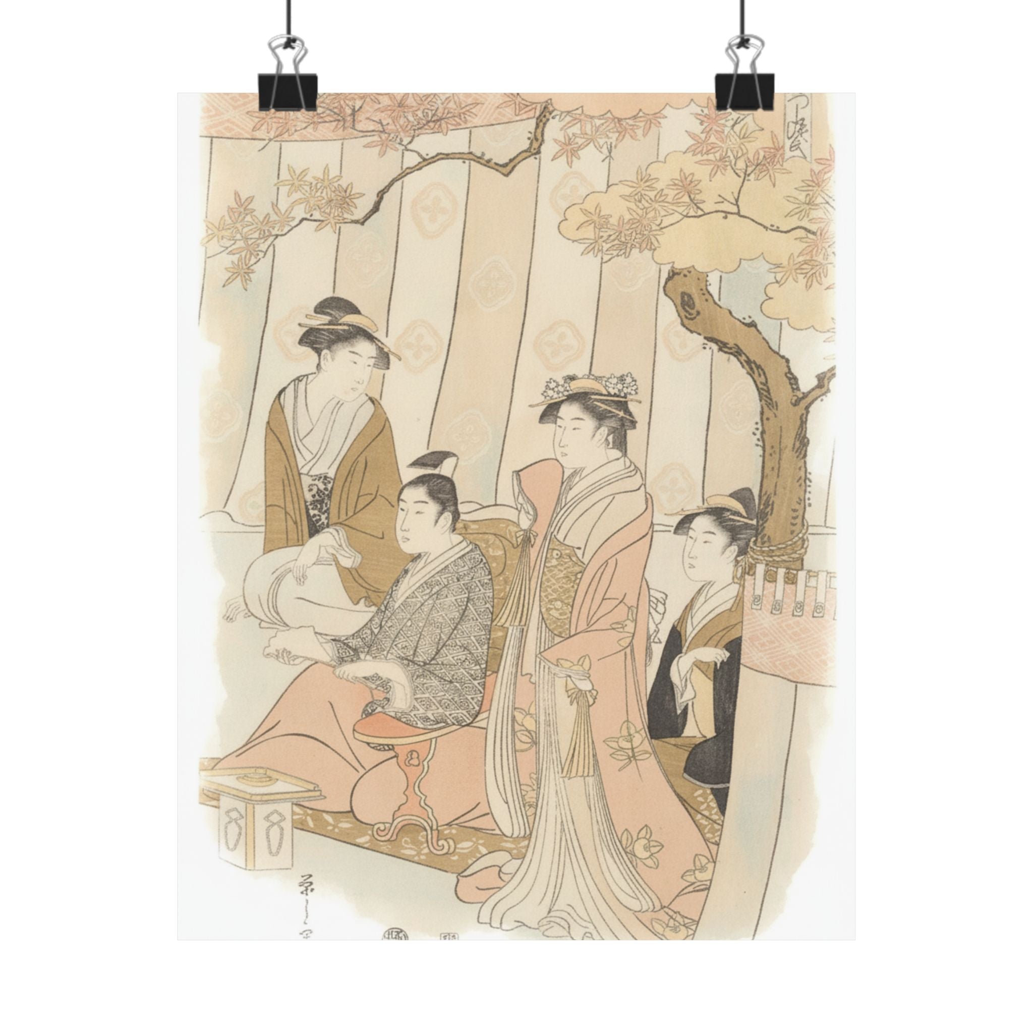Watercolor — Prince Genji And Three Young Women — Matte Poster