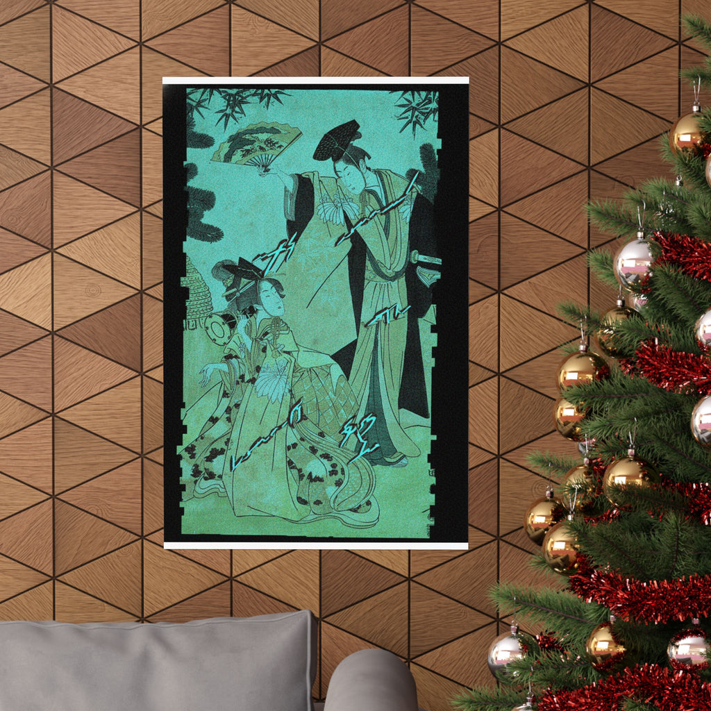Glitch Culture — Young Lady With Drum And Man With Fan Saluting Her — Matte Poster