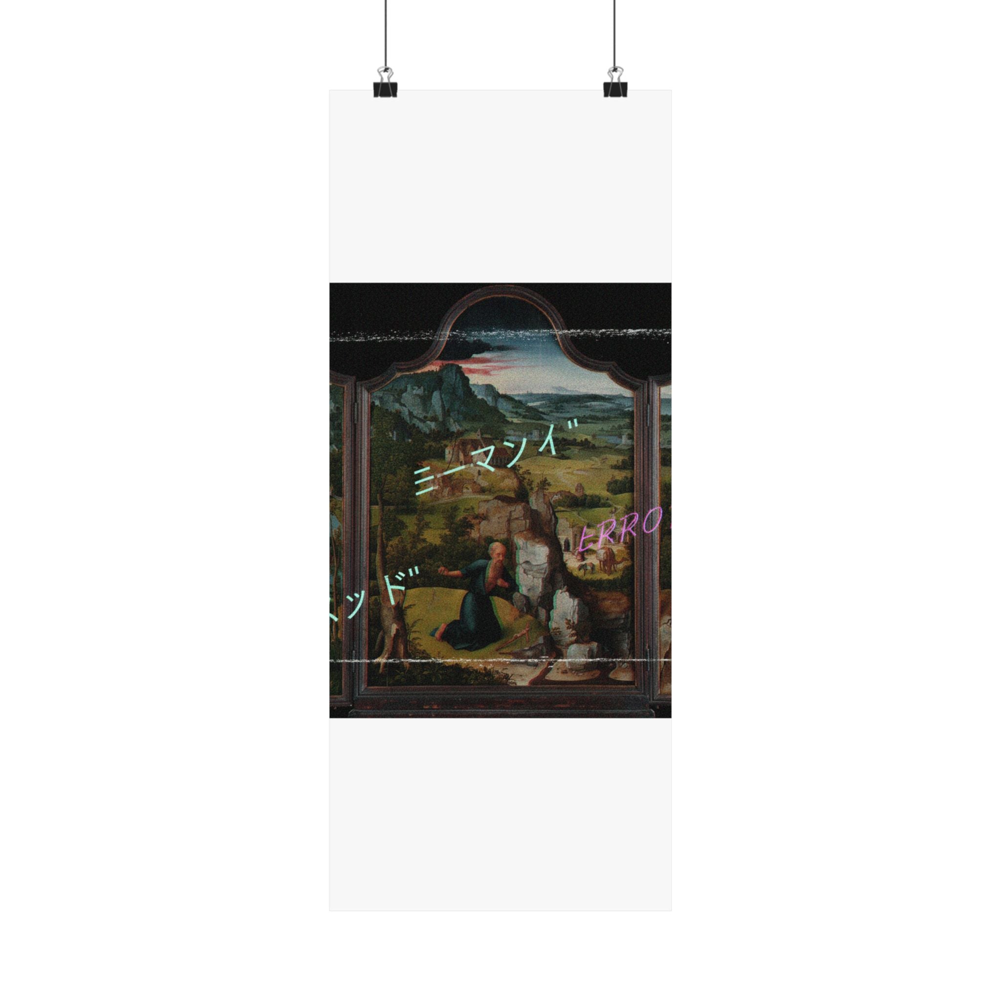 Glitched Renaissance Triptych Vaporwave ERROR Matte Poster