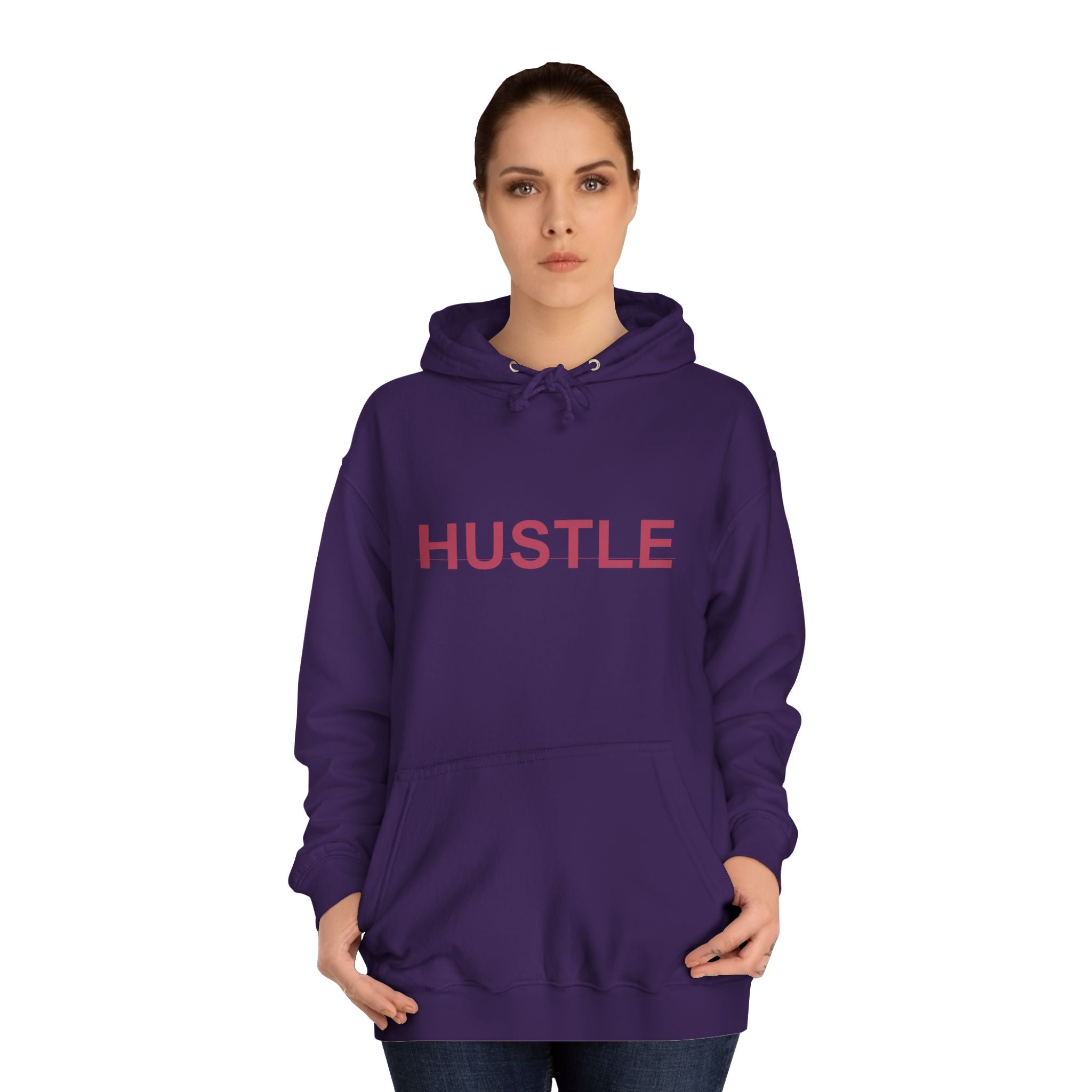 HUSTLE Bold Crimson Minimal Typography Hoodie