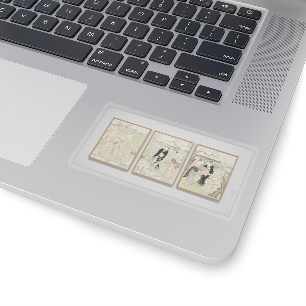 Watercolor — Young Ladies Viewing Cherry–Blossoms At Asukayama — Kiss-Cut Sticker