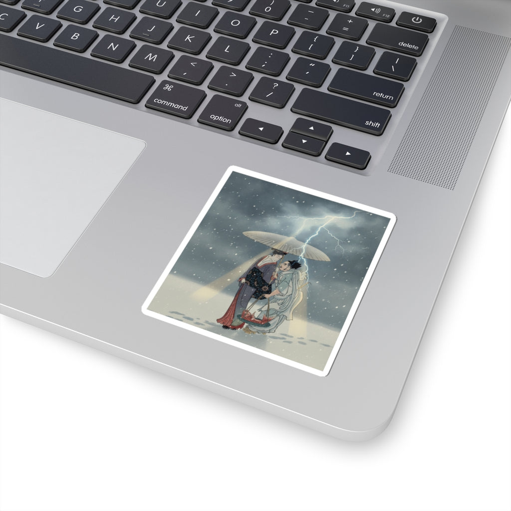 Dramatic Storm — Ebisu And Benten Walking In The Snow — Kiss-Cut Sticker