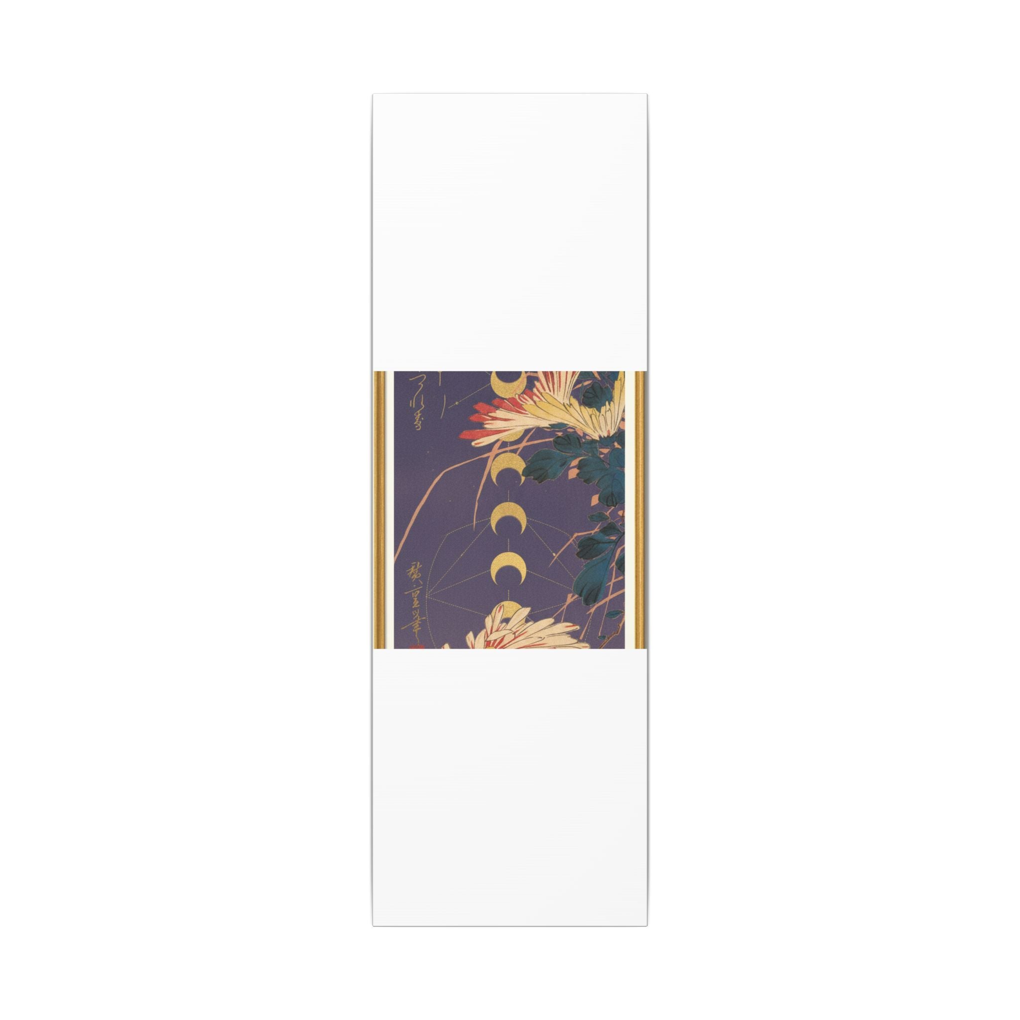 Chrysanthemum and Gold Moon Phases Woodblock Matte Canvas