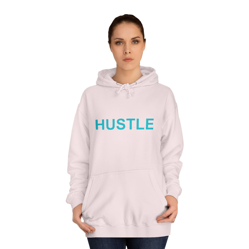 HUSTLE Bold Turquoise Wordmark Minimal Hoodie