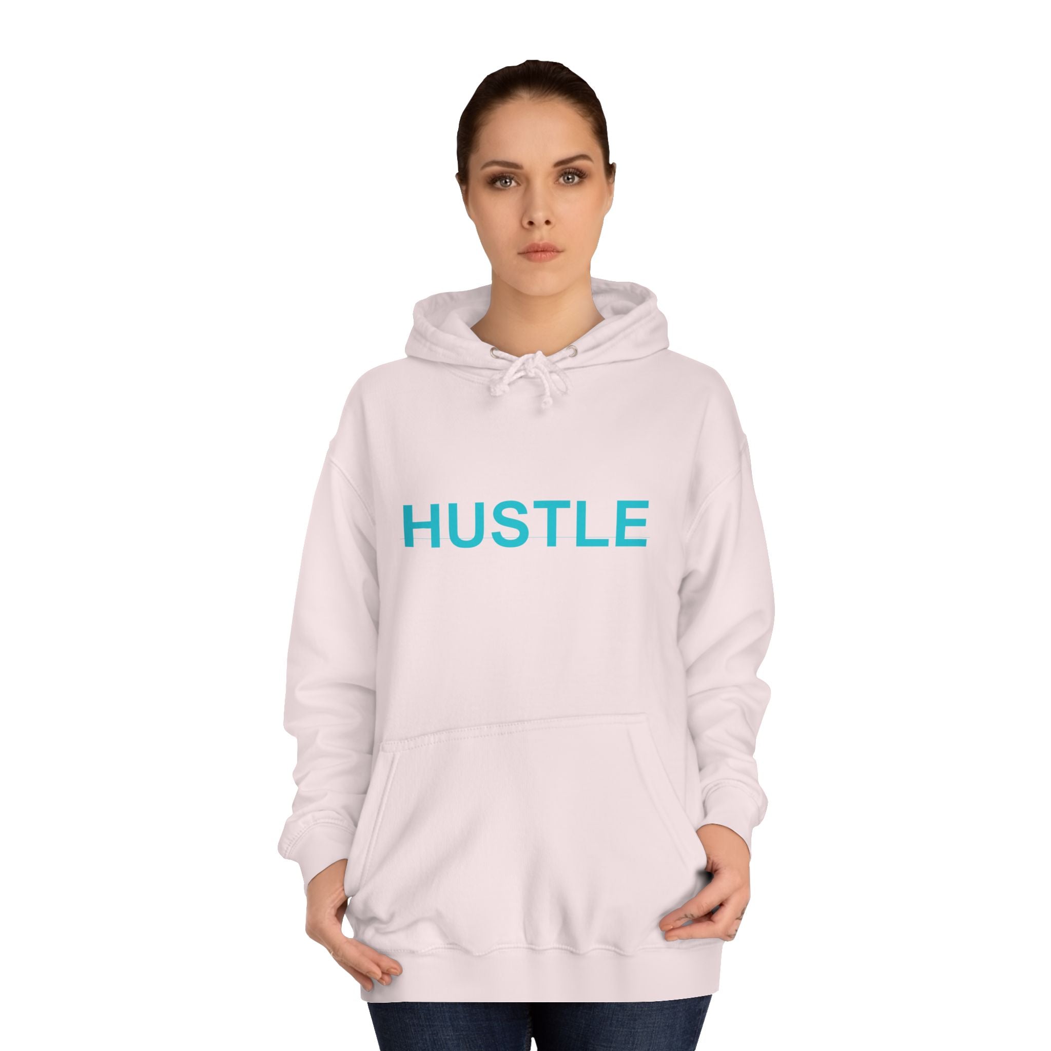 HUSTLE Bold Turquoise Wordmark Minimal Hoodie