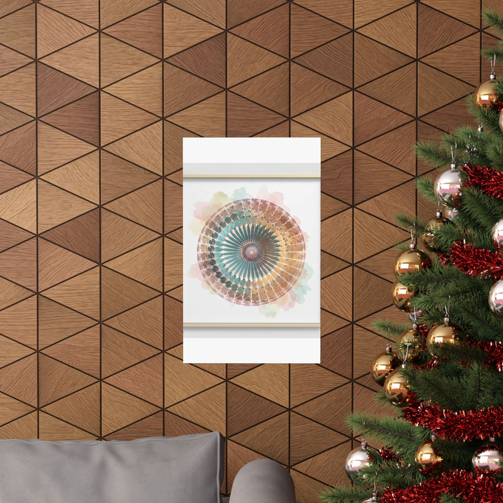 Terracotta and Teal Watercolour Spiral Mandala Poster