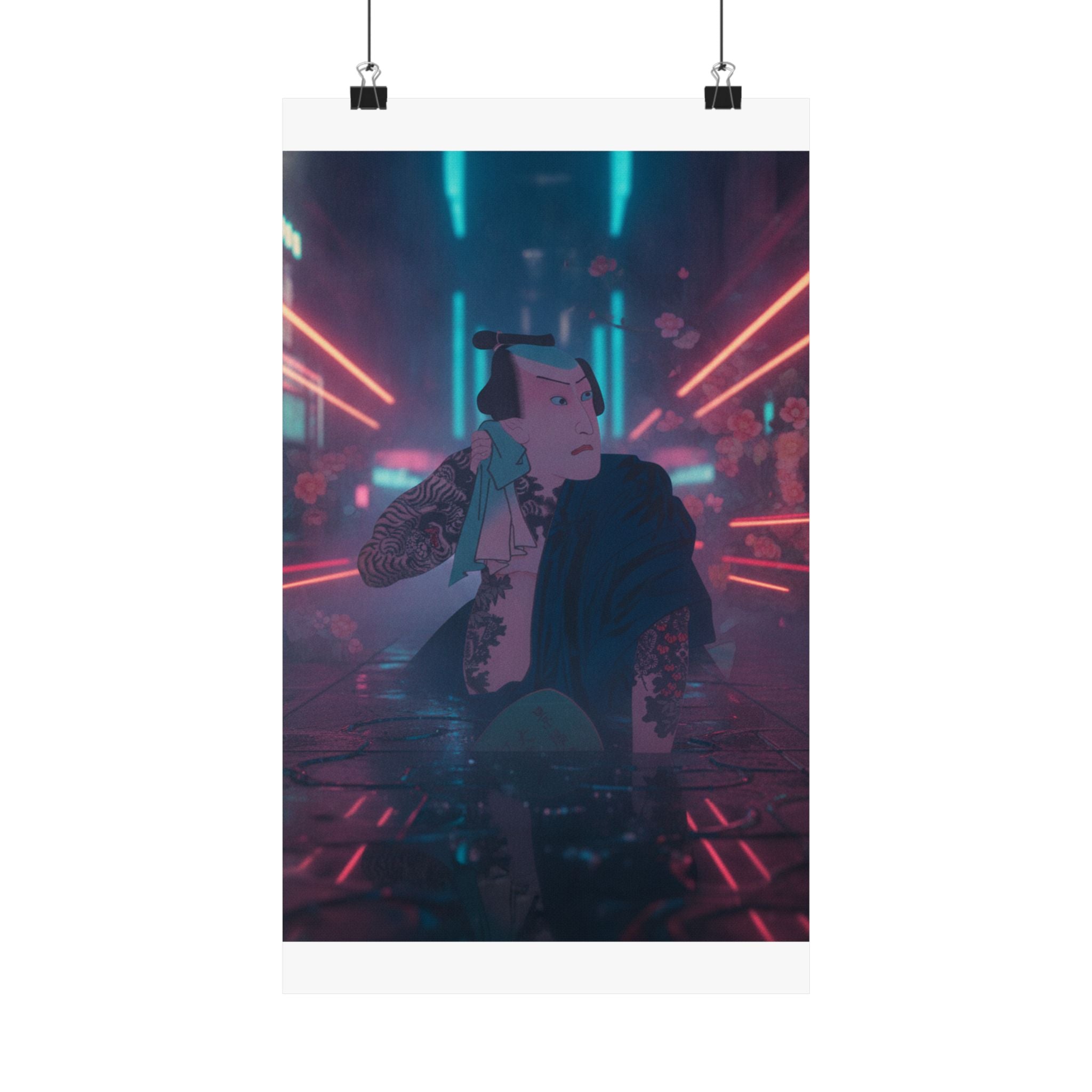 Neon Noir — The Actor Kawarazaki Gonjūrō I As Ude No Kisaburō, Likened To Wu Song The Asceti — Matte Poster