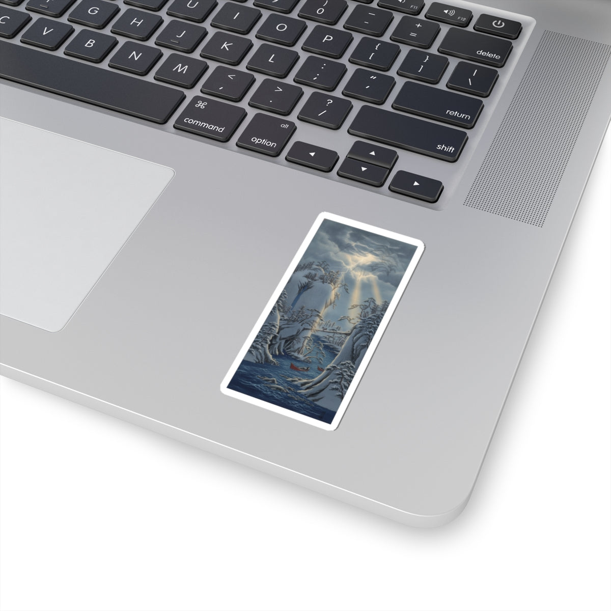 Dramatic Storm — River Gorge In Snow — Kiss-Cut Sticker