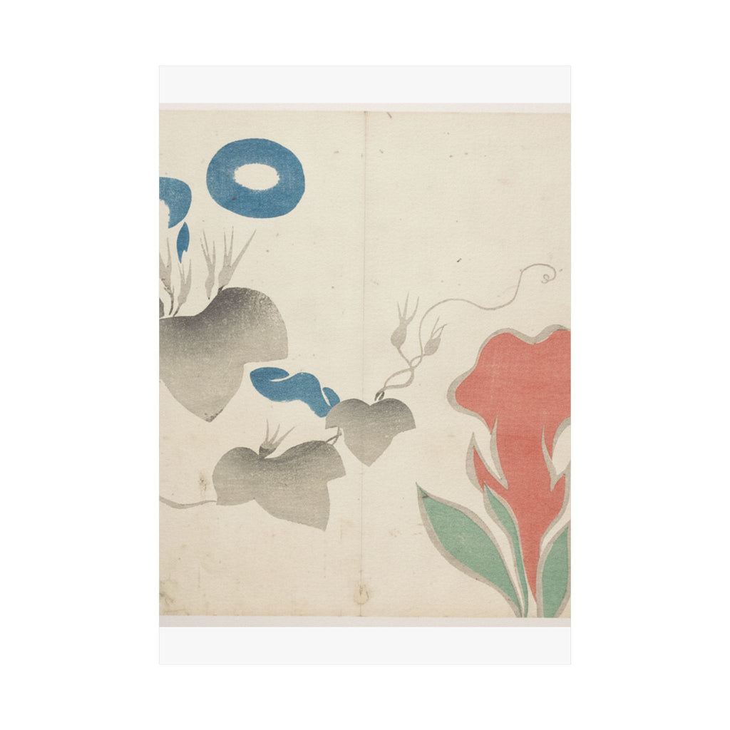 Watercolor — Design Of Morning–Glory And Other Flowers — Matte Poster
