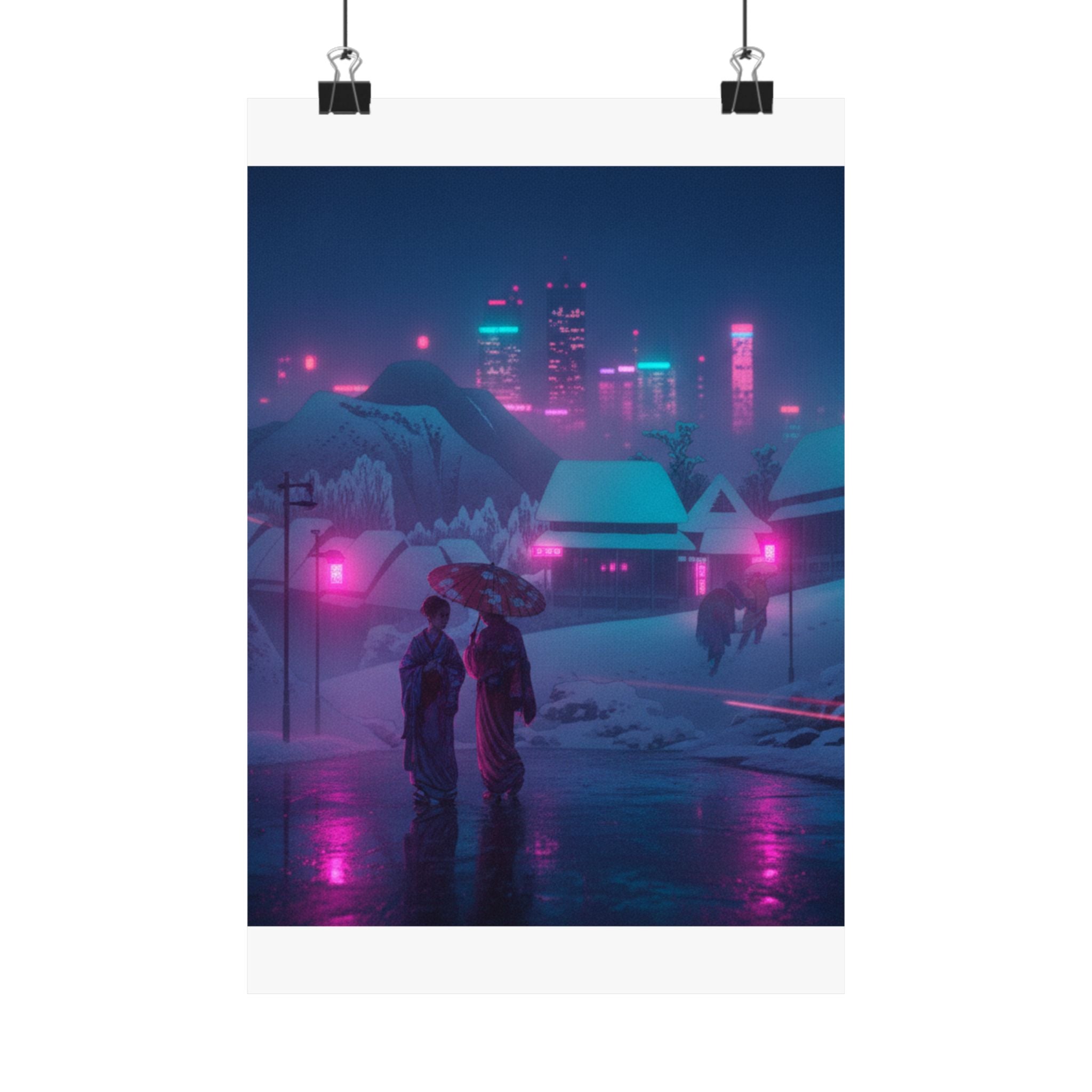 Neon Noir — Evening Snow — Matte Poster