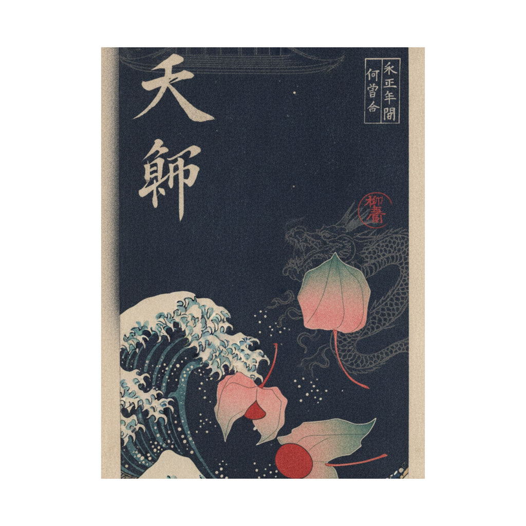 Japanese Street — Winter Cherries — Matte Poster