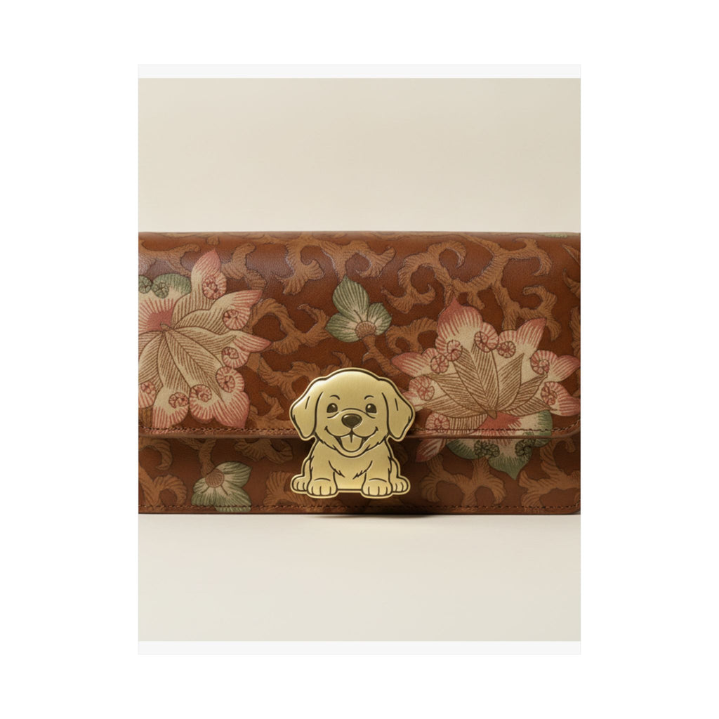 Product Marketing — Leather Purse With A Buckle In The Shape Of A Puppy — Matte Poster